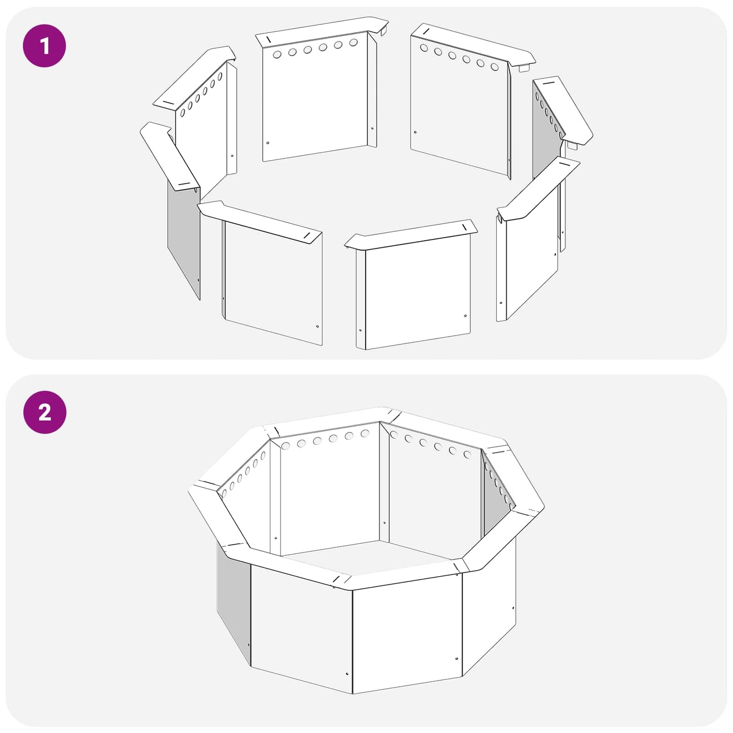 Bålplade ring Sort 60 x 60 x 25 cm Stål