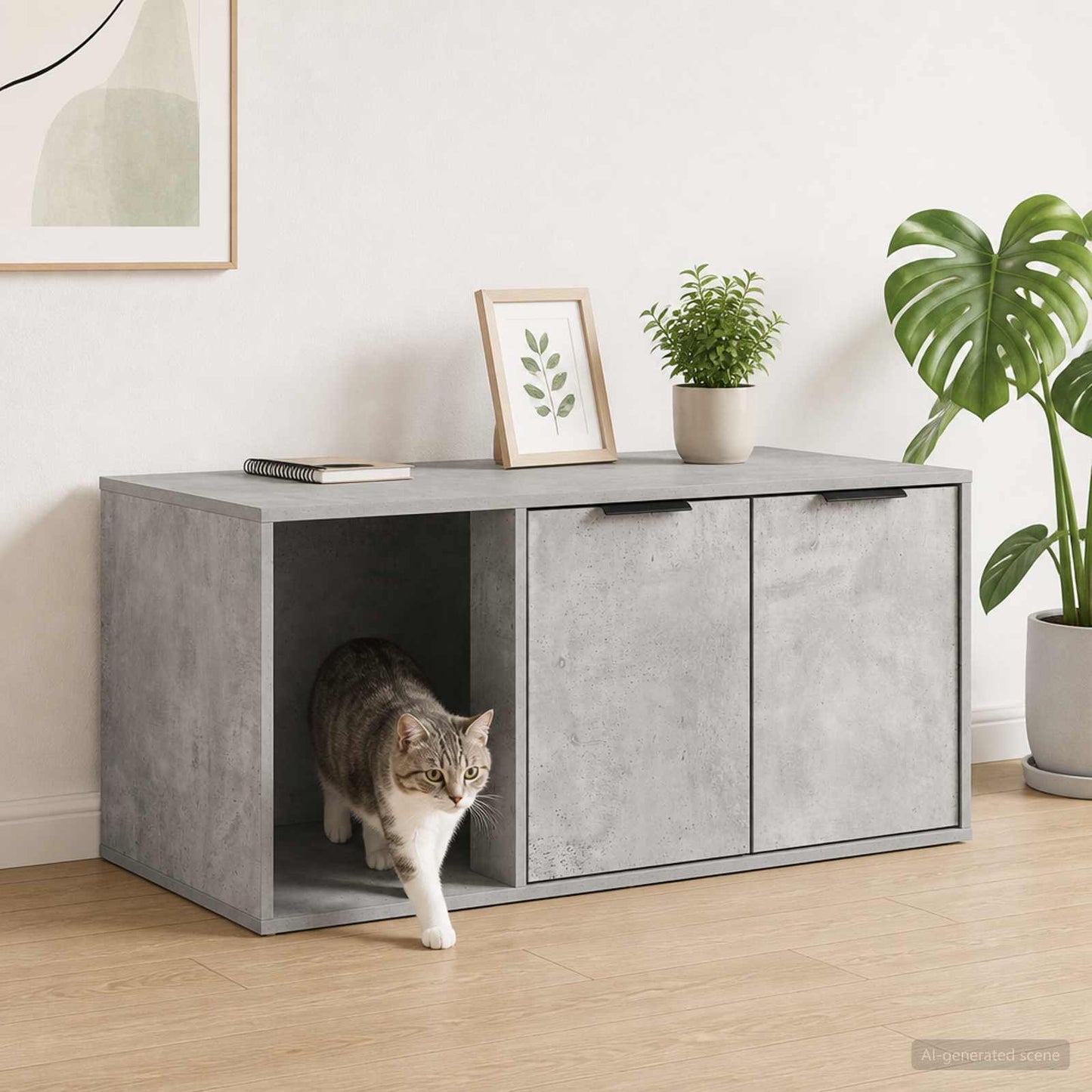 Kattebur møbel Betongrå 100 x 49 x 45 cm Konstrueret træ