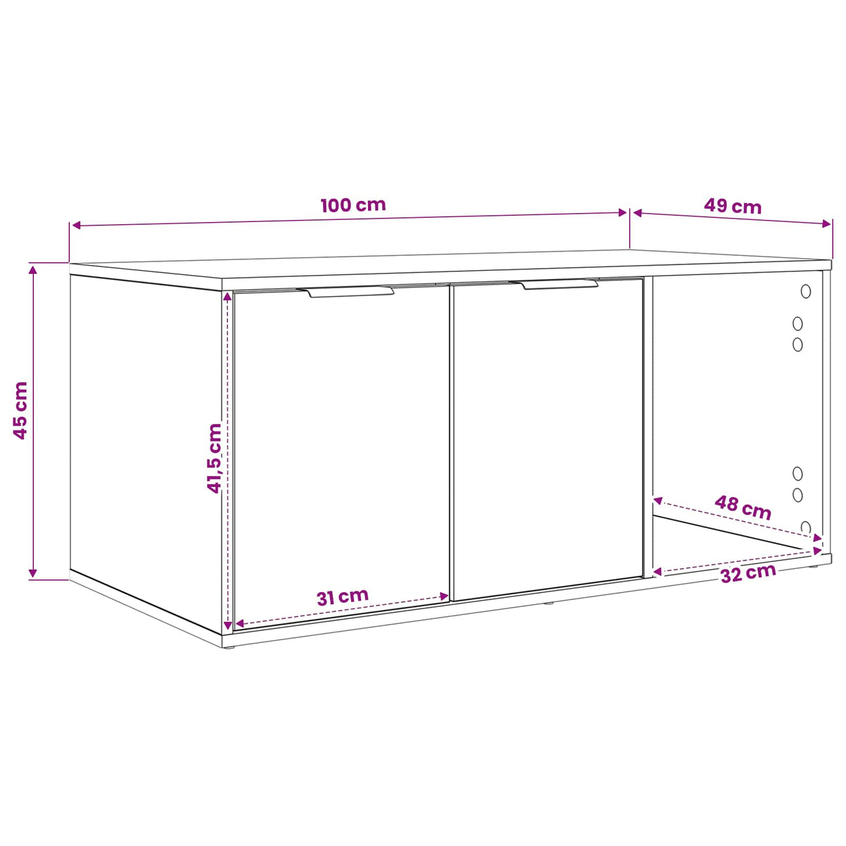 Kattebur møbel Artisan-eg 100 x 49 x 45 cm Konstrueret træ