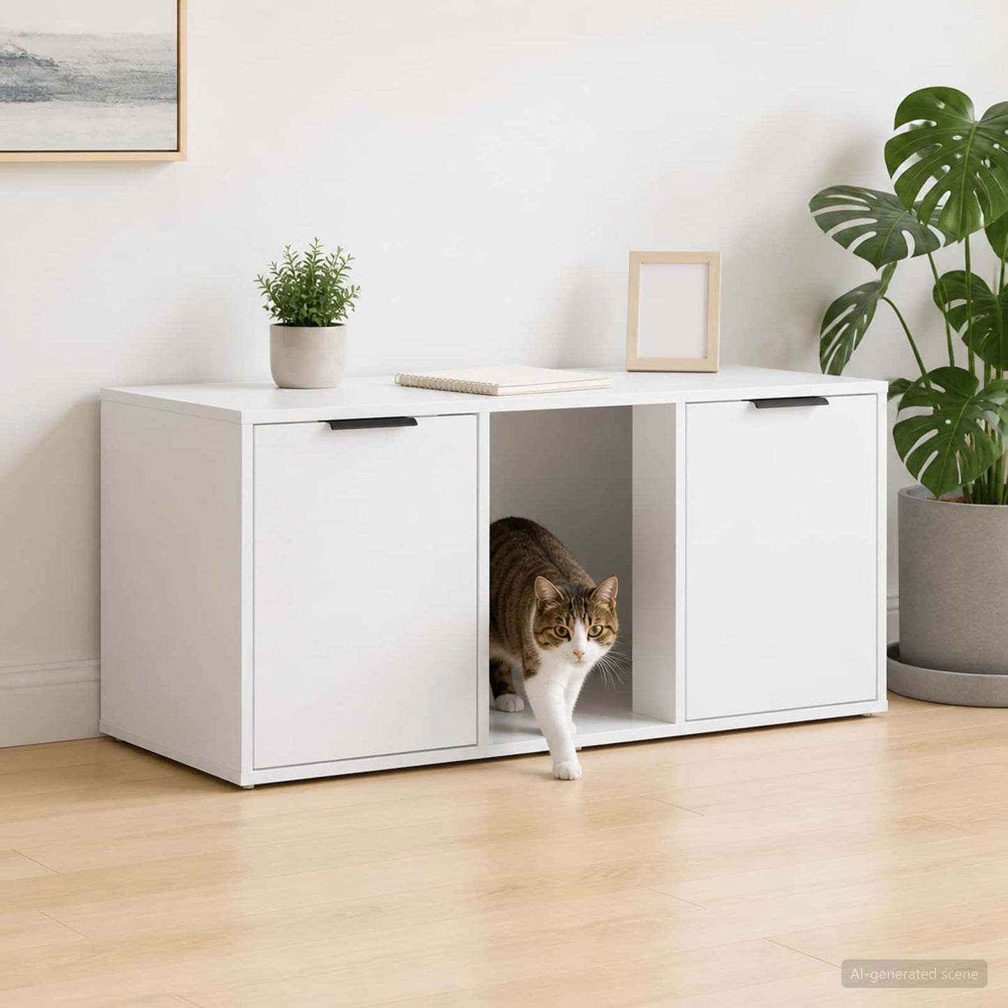 Kattebur møbel Hvid 100 x 49 x 45 cm Konstrueret træ