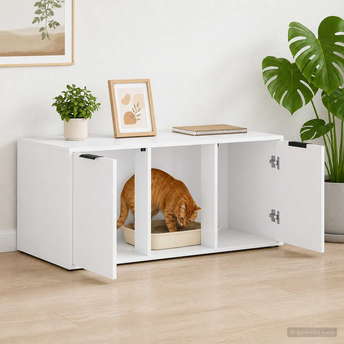 Kattebur møbel Hvid 100 x 49 x 45 cm Konstrueret træ