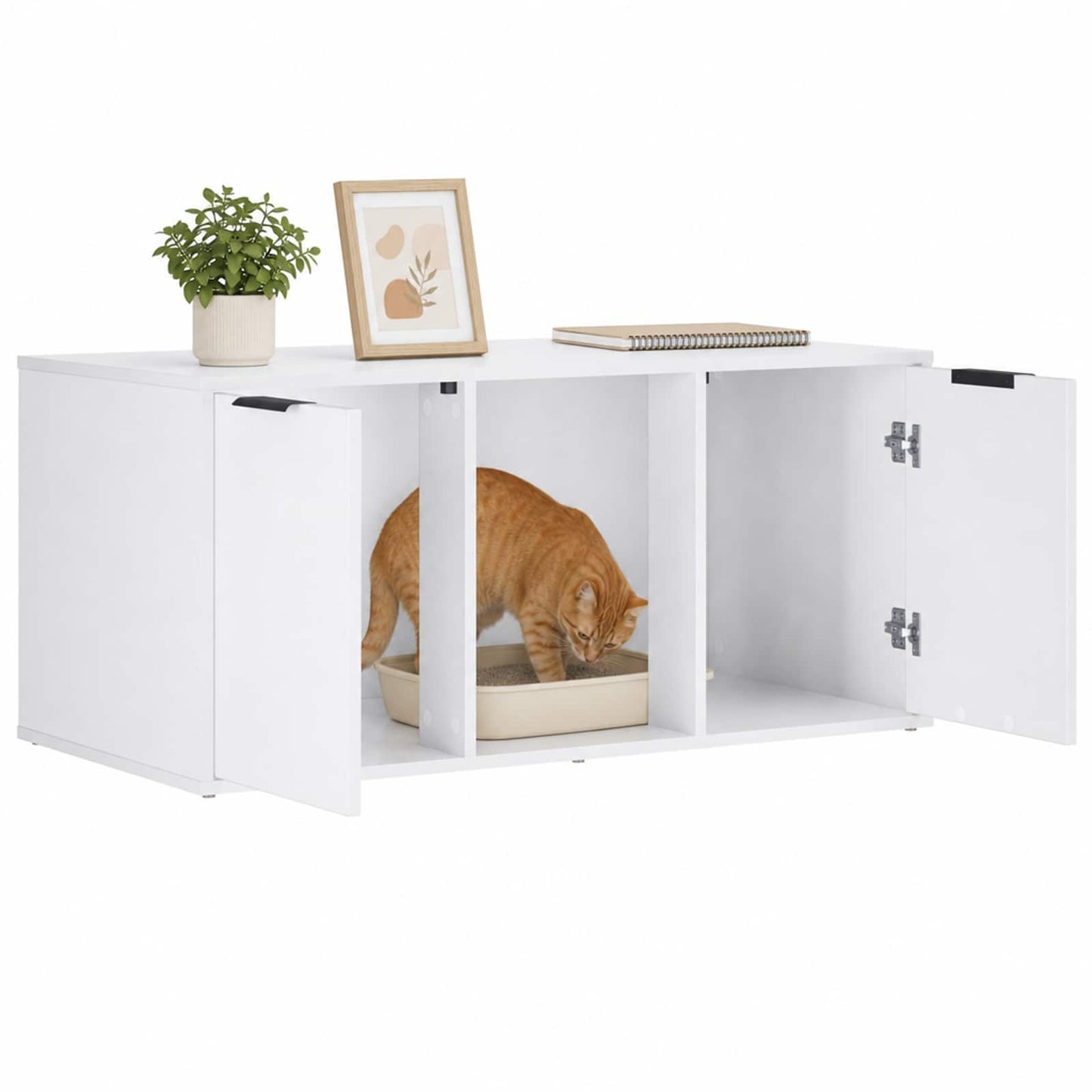 Kattebur møbel Hvid 100 x 49 x 45 cm Konstrueret træ