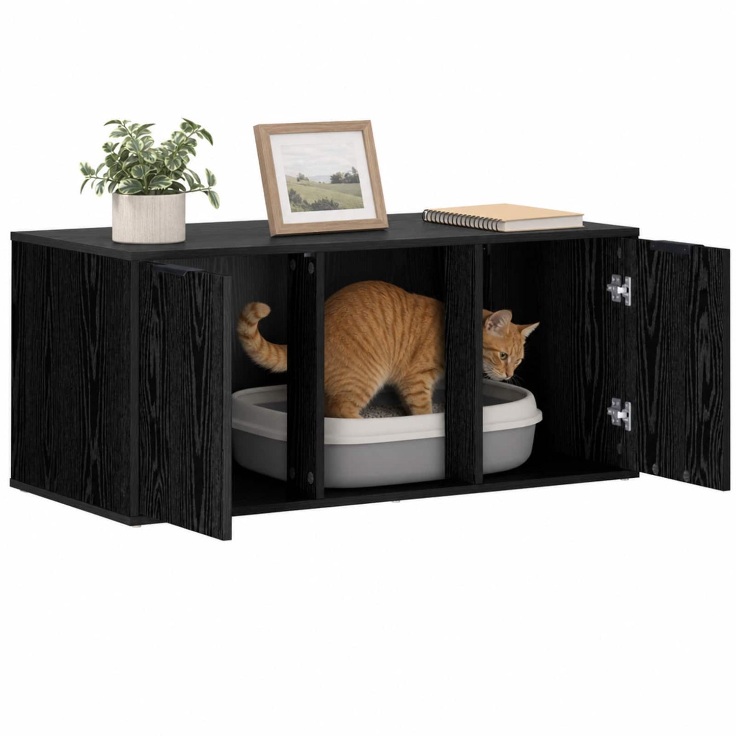 Kattebur møbel Sort eg 100 x 49 x 45 cm Konstrueret træ