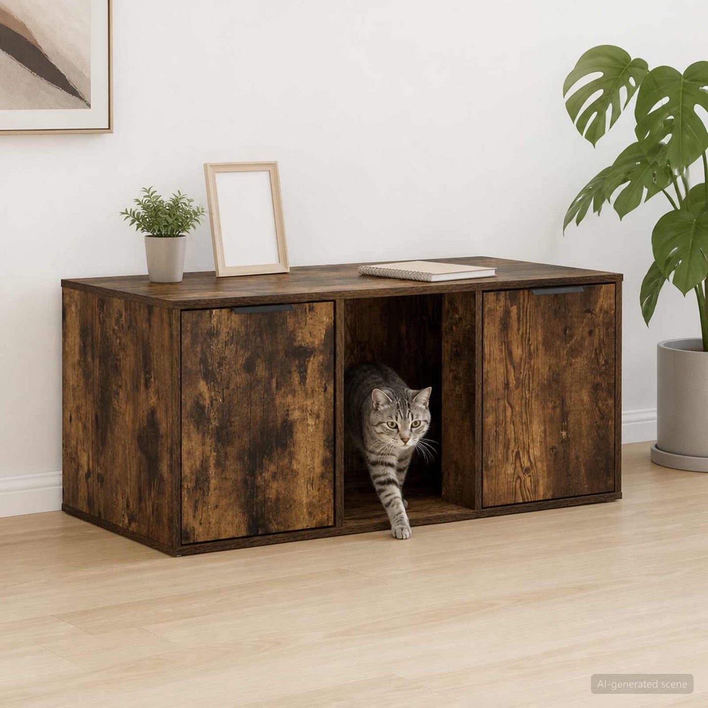 Kattebur møbel Røget eg 100 x 49 x 45 cm Konstrueret træ