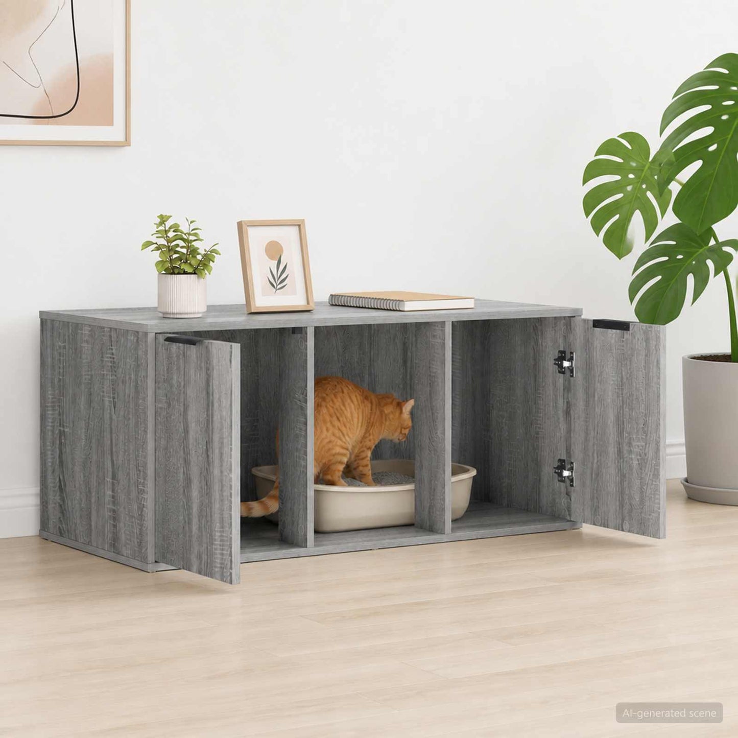 Kattebur møbel Grå Sonoma 100 x 49 x 45 cm Konstrueret træ