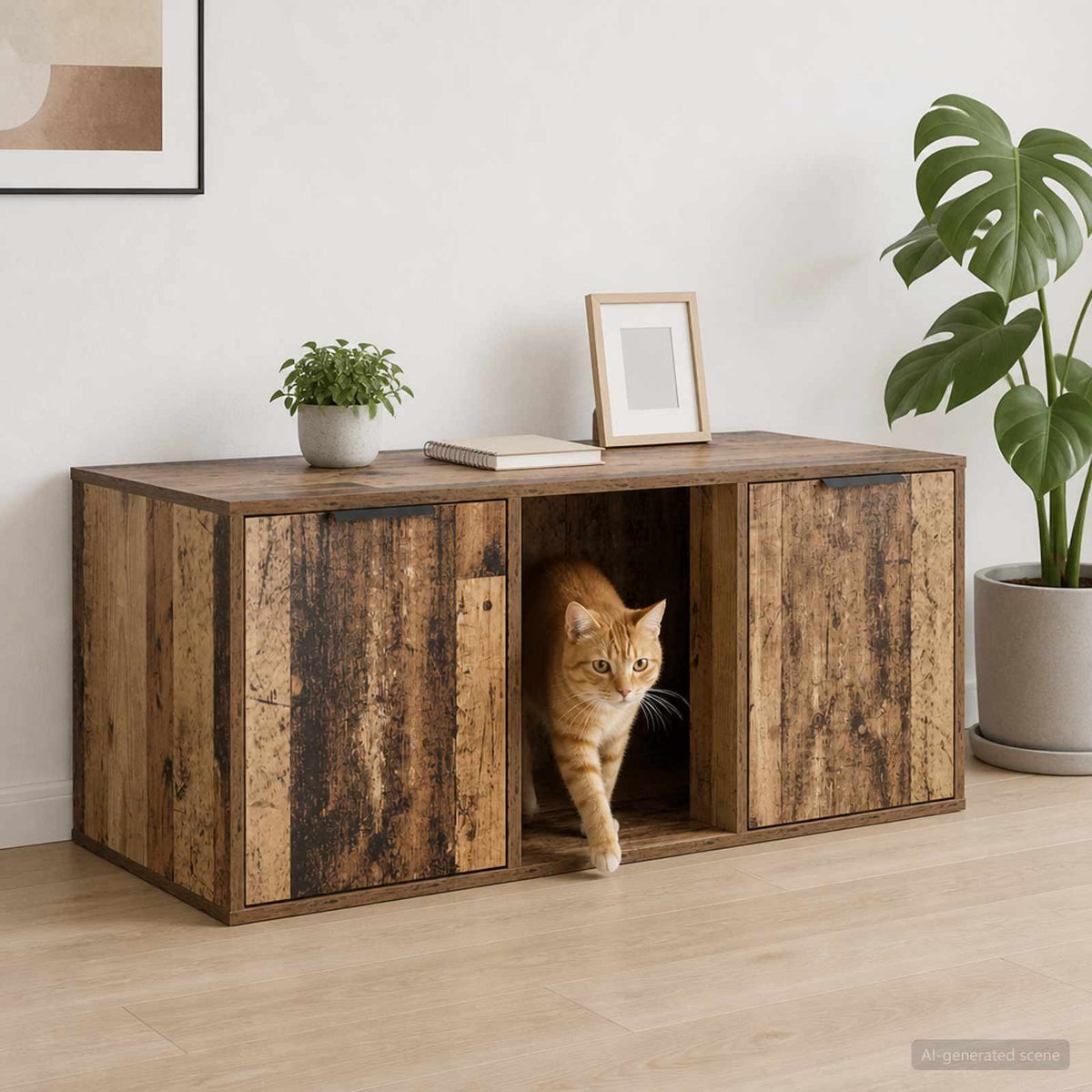 Kattebur møbel Gammelt træ 100 x 49 x 45 cm Konstrueret træ
