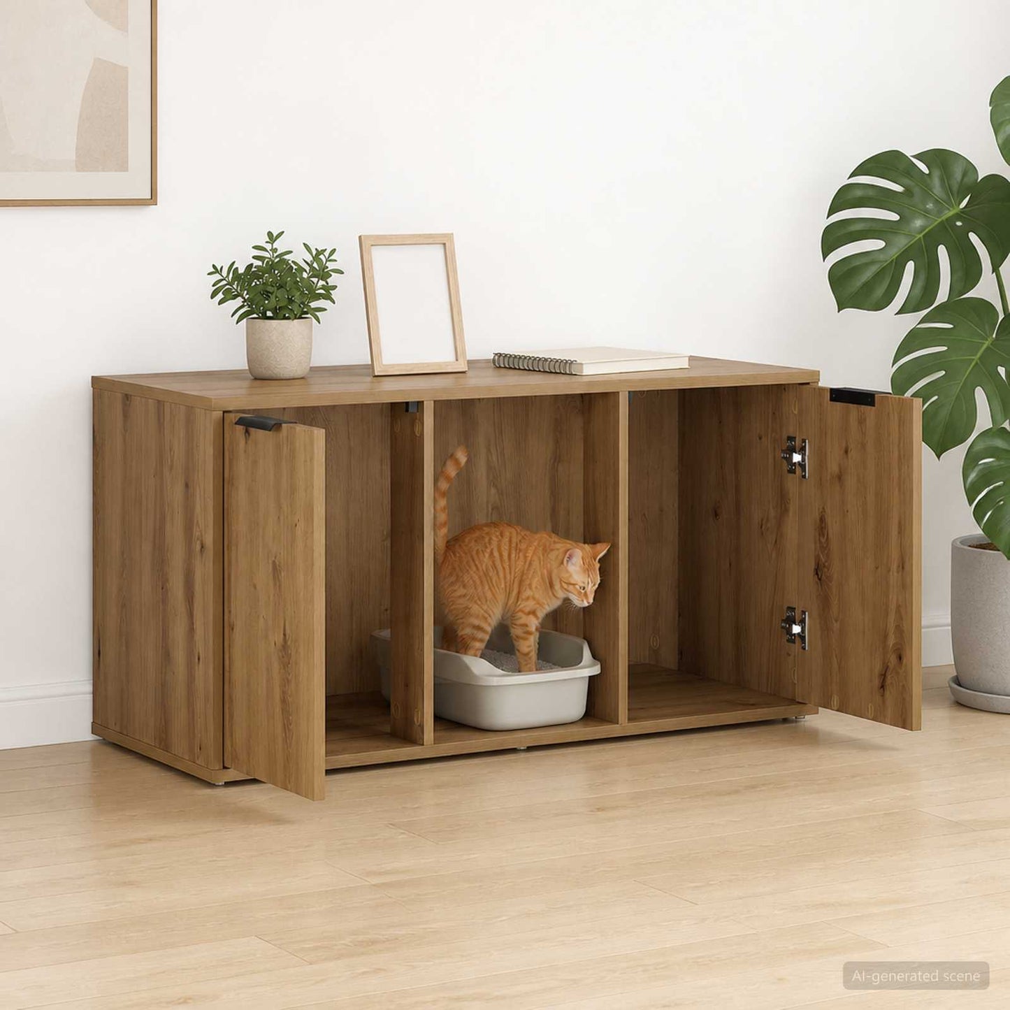 Kattebur møbel Artisan-eg 100 x 49 x 45 cm Konstrueret træ