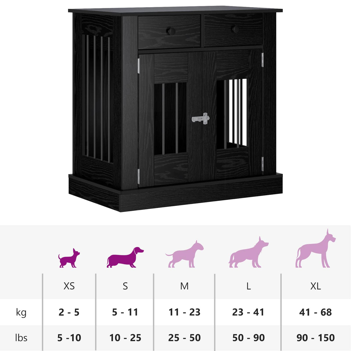 Hundekasse møbel Sort eg 80 x 47,5 x 80 cm Konstrueret træ