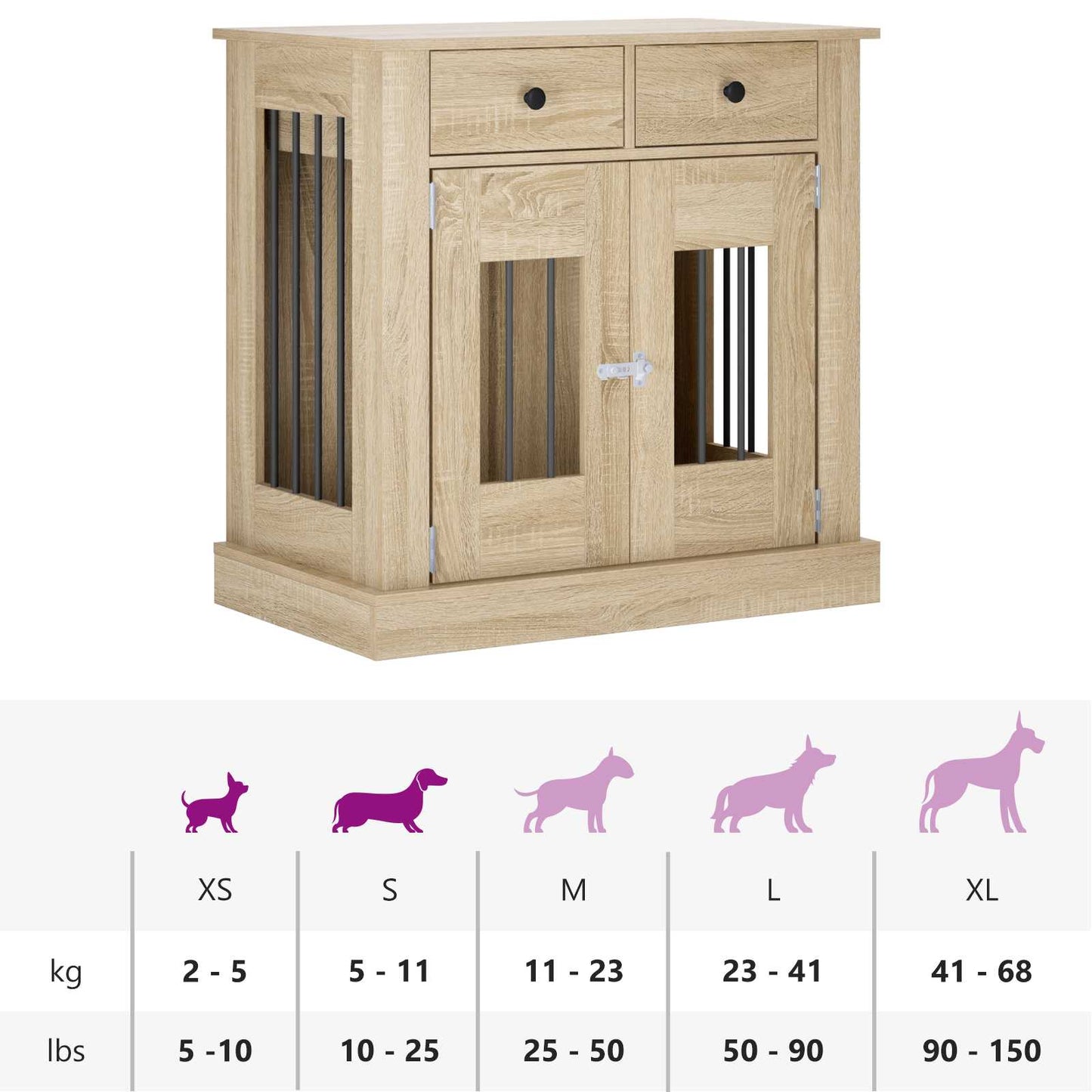 Hundekasse møbel Sonoma-eg 80 x 47,5 x 80 cm Konstrueret træ