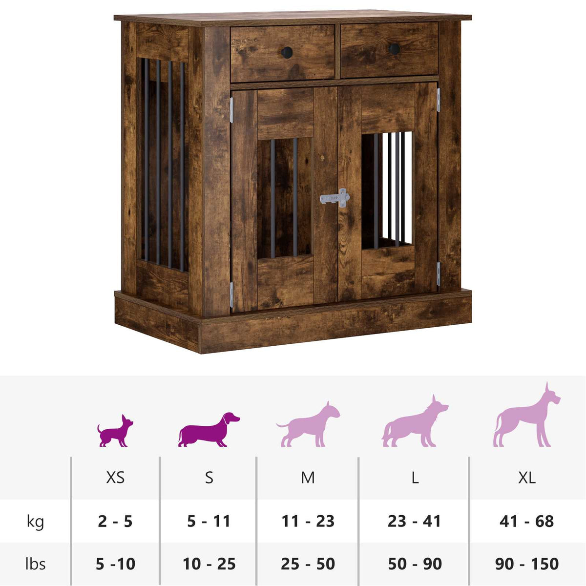 Hundekasse møbel Røget eg 80 x 47,5 x 80 cm Konstrueret træ