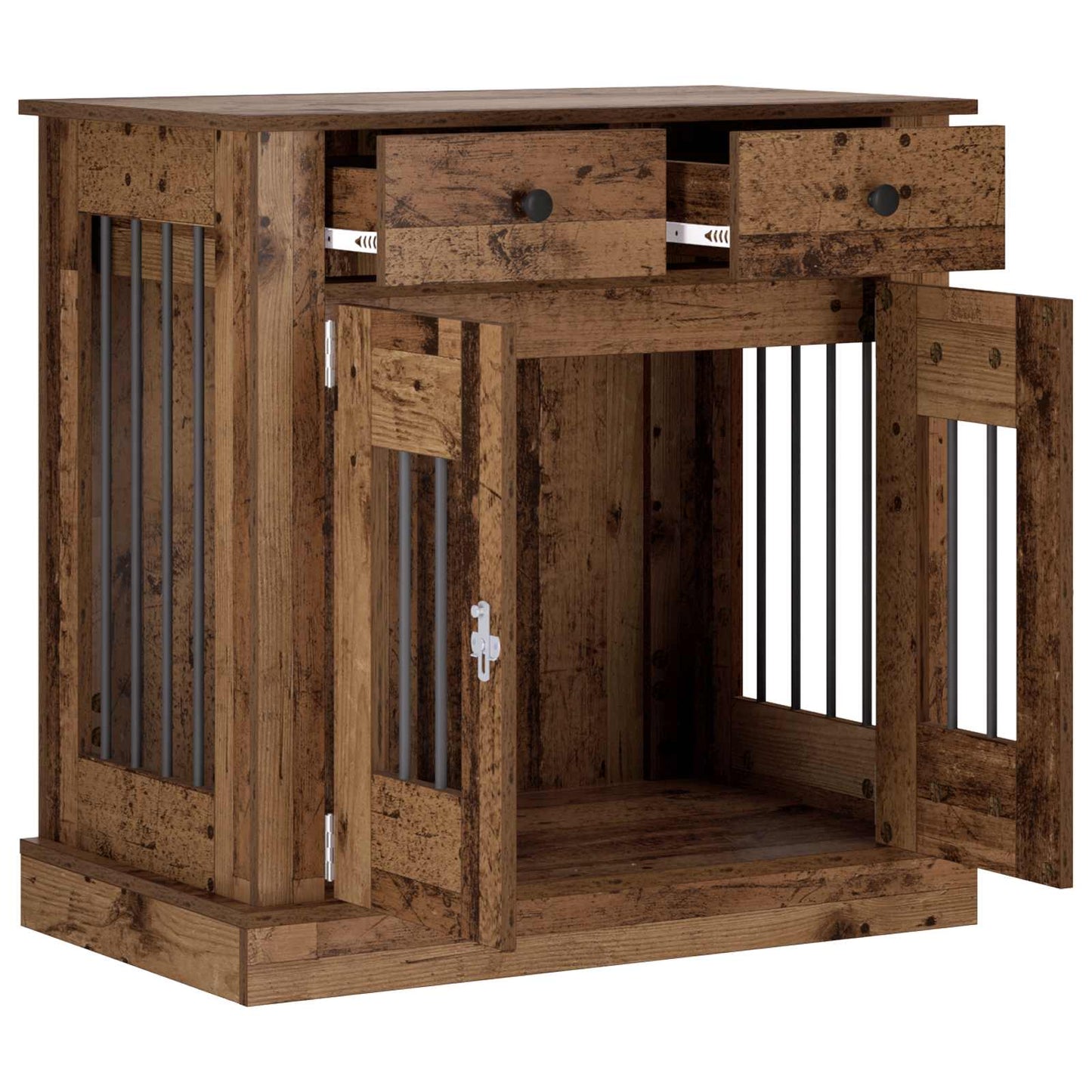 Hundekasse møbel Gammelt træ 80 x 47,5 x 80 cm Konstrueret træ