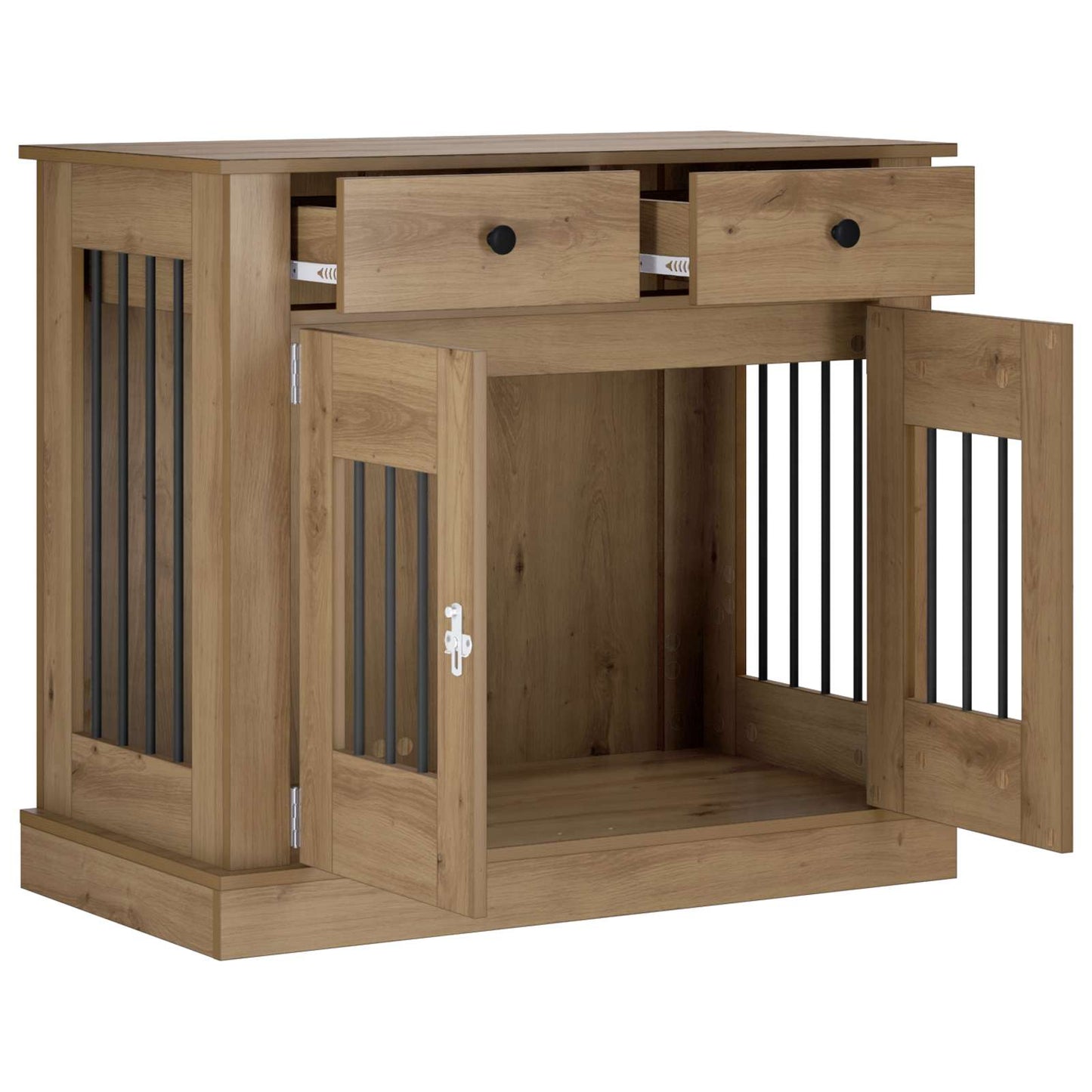 Hundekasse møbel Artisan-eg 90 x 47,5 x 80 cm Konstrueret træ