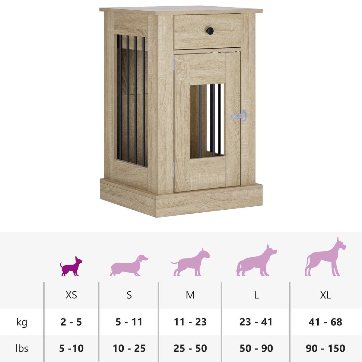 Hundekasse møbel Sonoma-eg 50 x 47,5 x 80 cm Konstrueret træ
