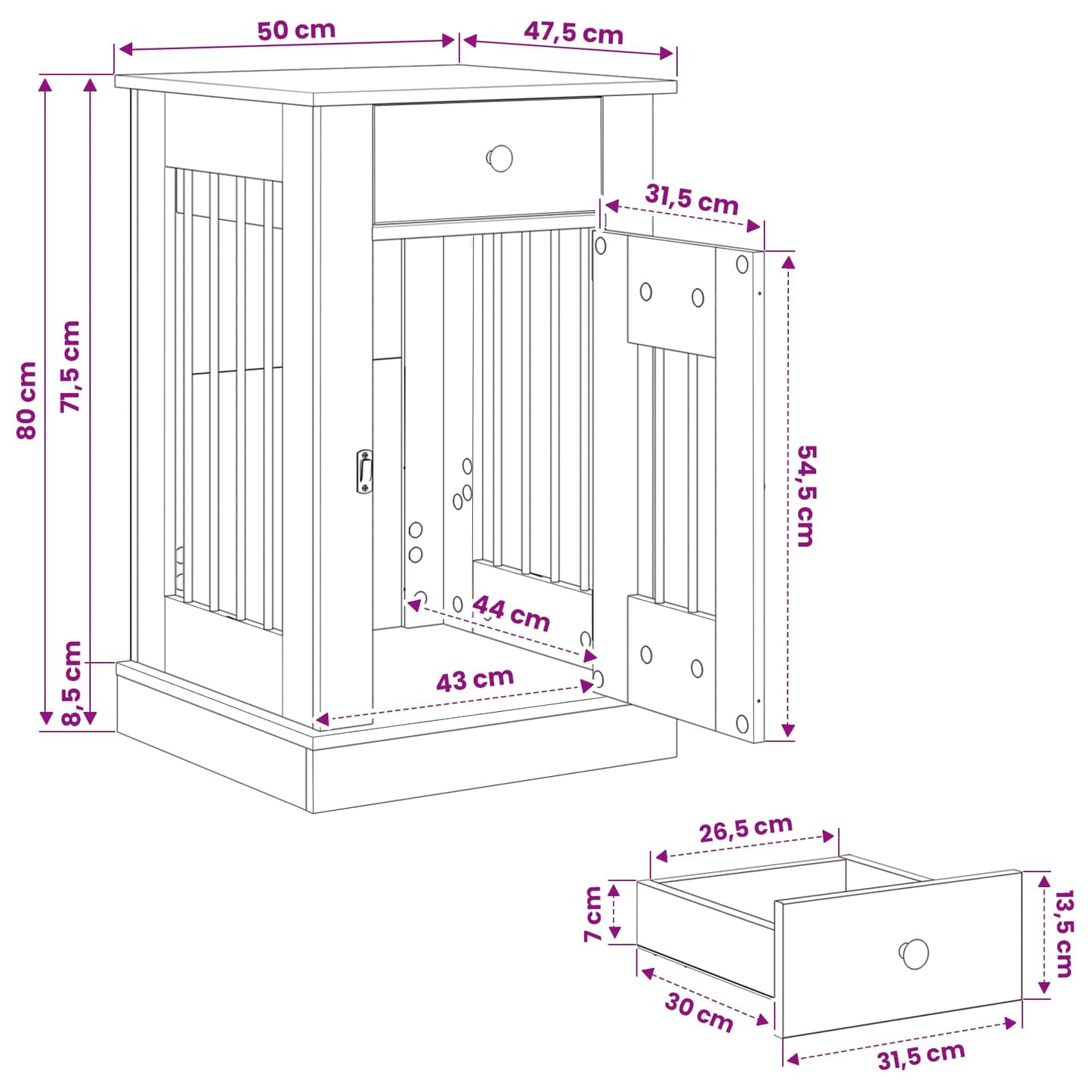 Hundekasse møbel Gammelt træ 50 x 47,5 x 80 cm Konstrueret træ