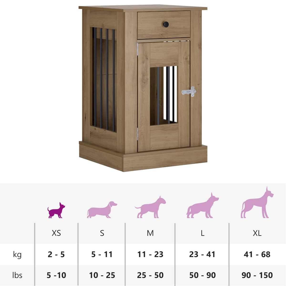 Hundekasse møbel Artisan-eg 50 x 47,5 x 80 cm Konstrueret træ