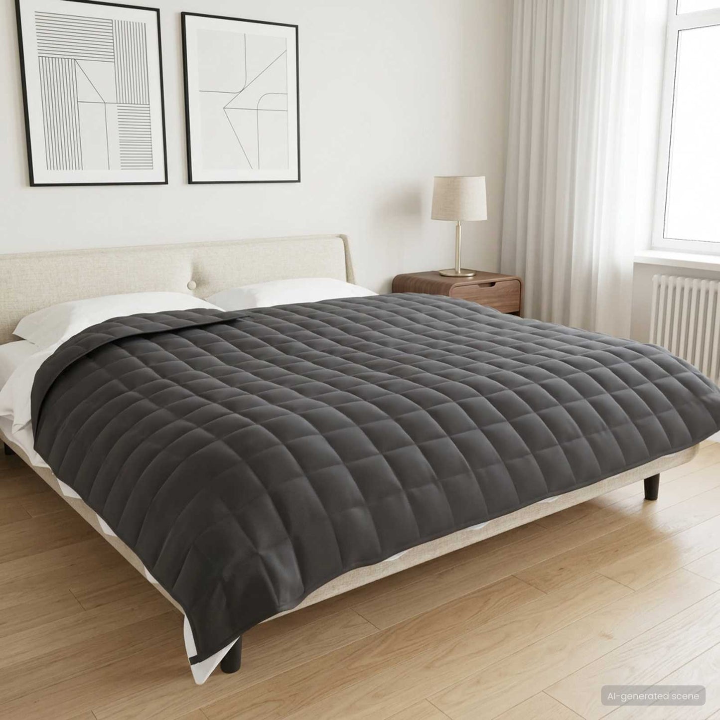 Vægtet tæppe Antracit 200 x 200 cm 13 kg 100% Bomuld 205T