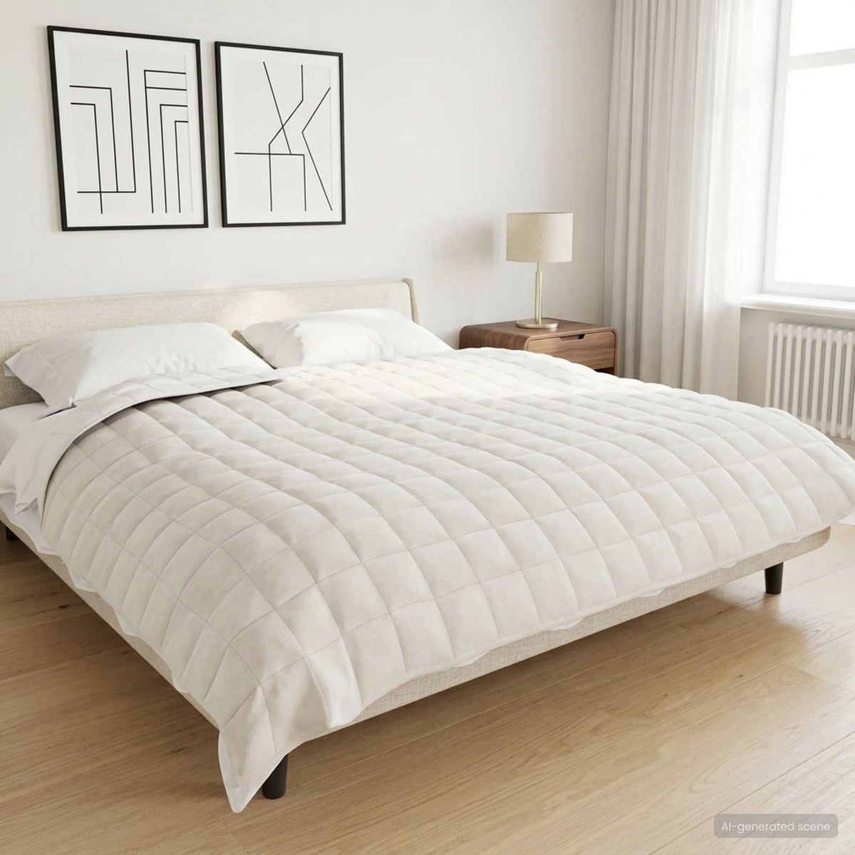 Vægtet tæppe Hvid 200 x 225 cm 9 kg 100% Bomuld 205T
