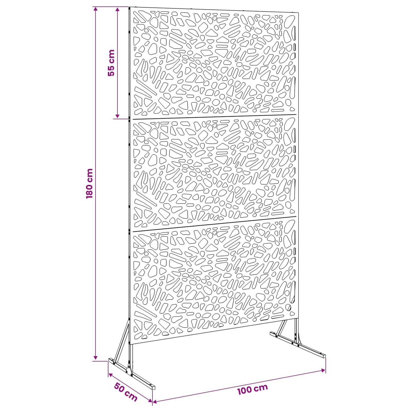 Privatlivsskærm 100 x 50 x 180 cm Cortenstål Rusten