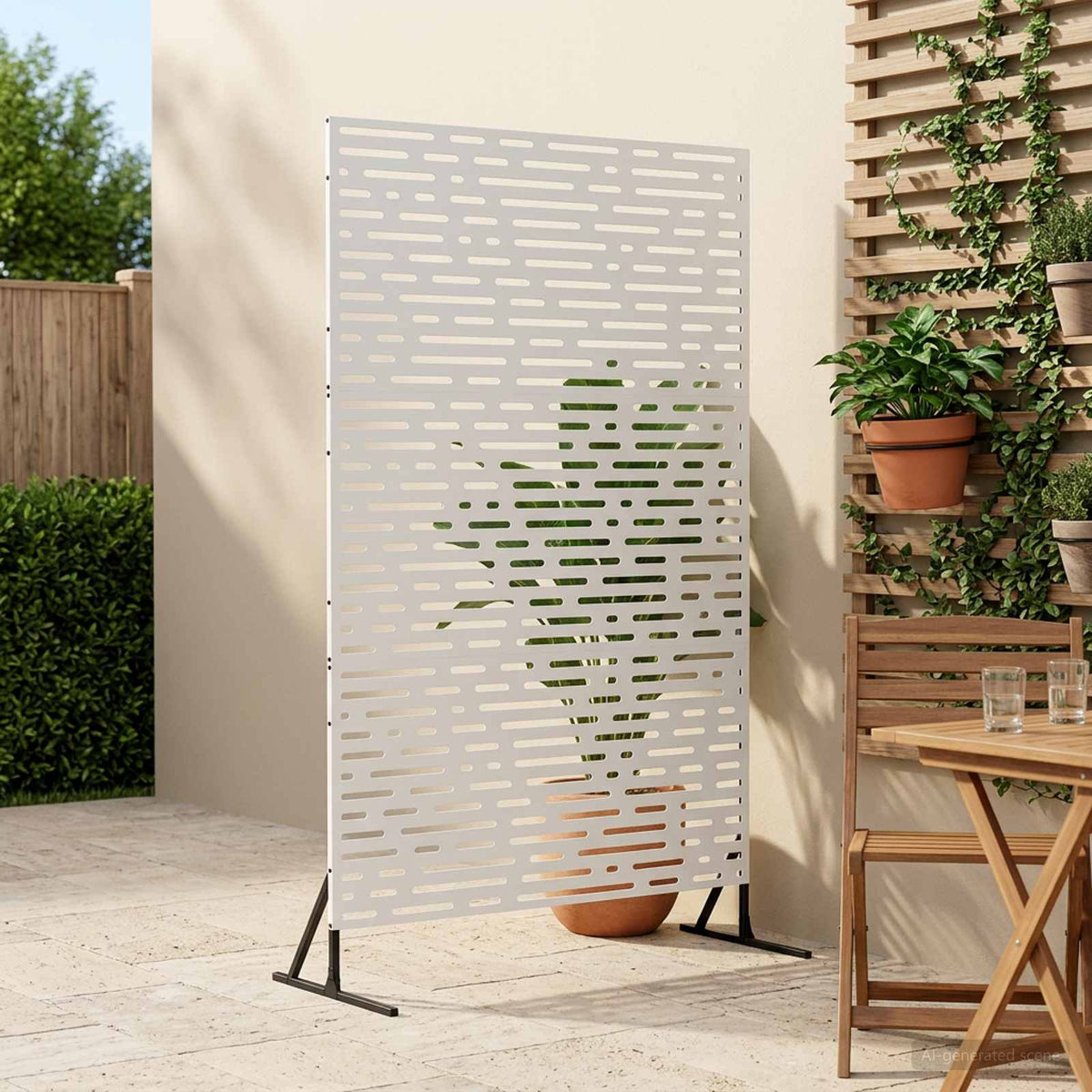 Privatlivsskærm 100 x 50 x 180 cm Stål Hvid
