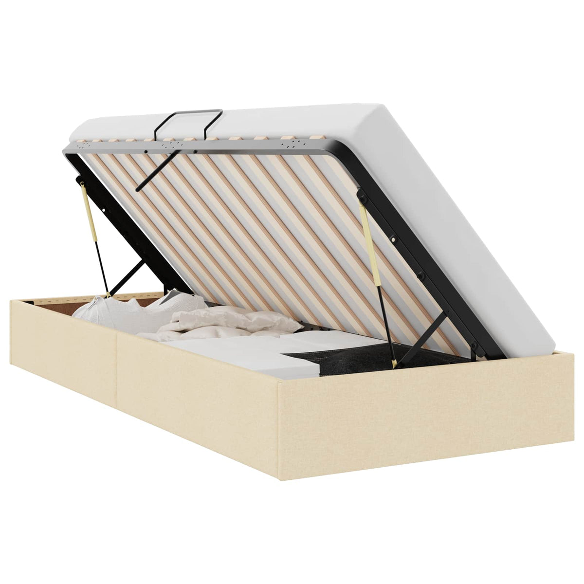 Ottoman Sengestel med opbevaring Creme 90 x 190 cm Stof