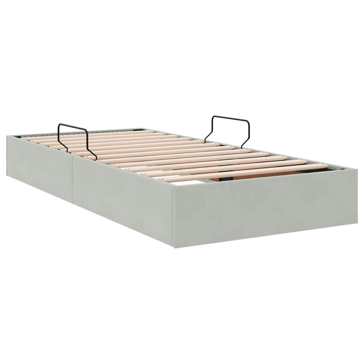 Ottoman Sengestel med opbevaring Lysegrå 90 x 190 cm Fløjl