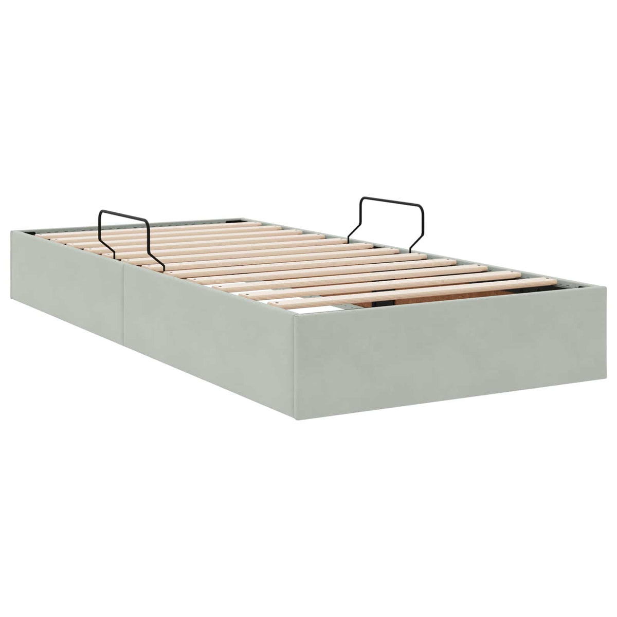 Ottoman Sengestel med opbevaring Lysegrå 90 x 190 cm Fløjl