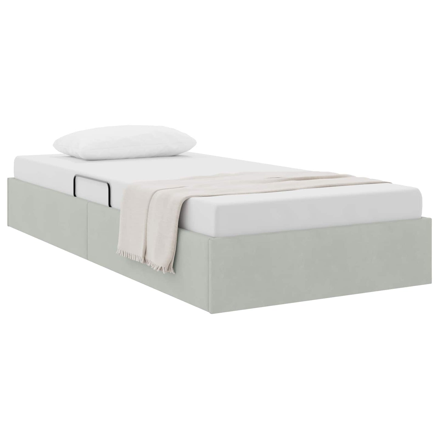 Ottoman Sengestel med opbevaring Lysegrå 90 x 190 cm Fløjl