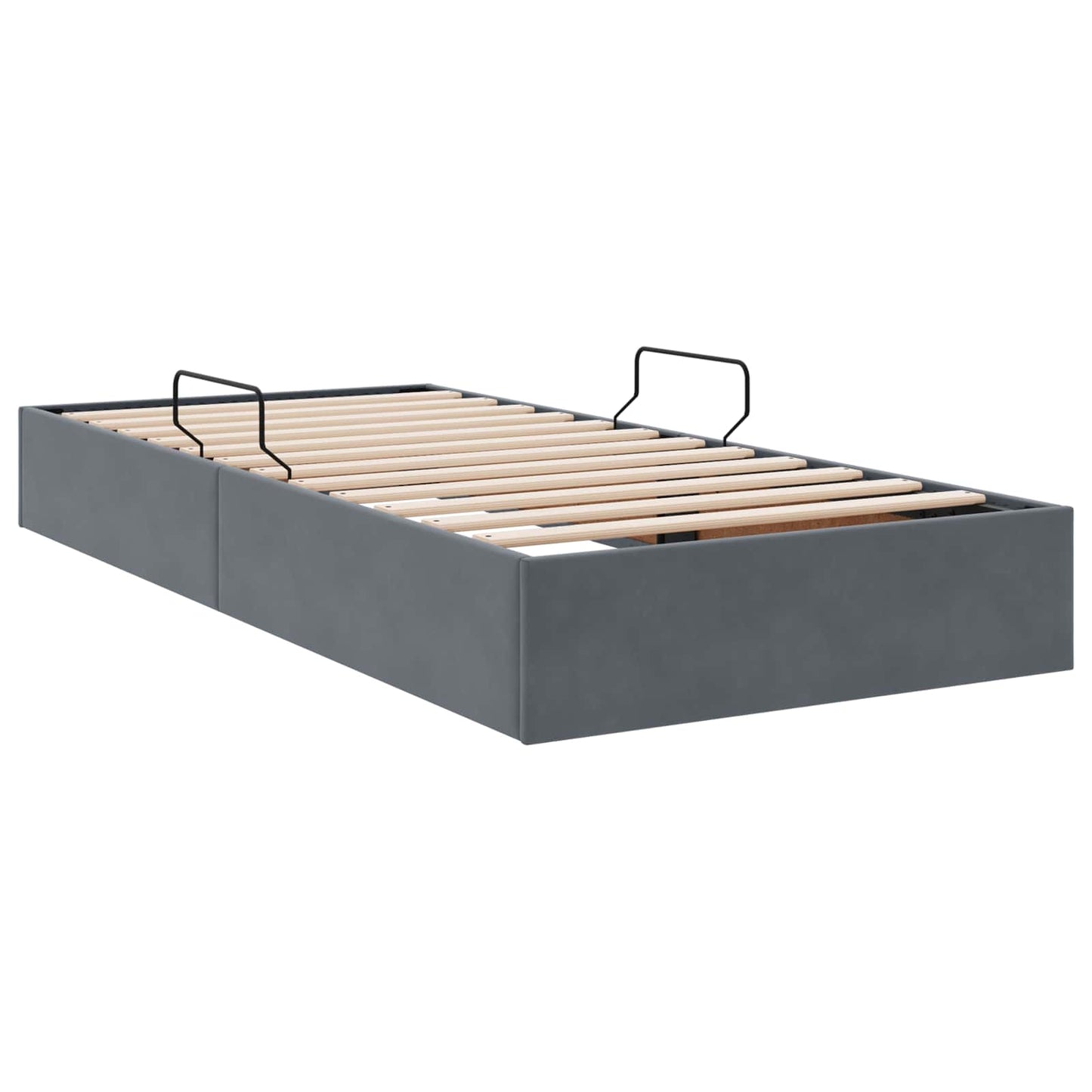 Ottoman Sengestel med opbevaring Mørkegrå 90 x 190 cm Fløjl
