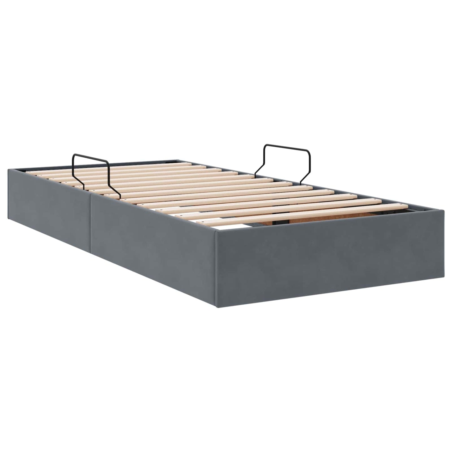 Ottoman Sengestel med opbevaring Mørkegrå 90 x 190 cm Fløjl