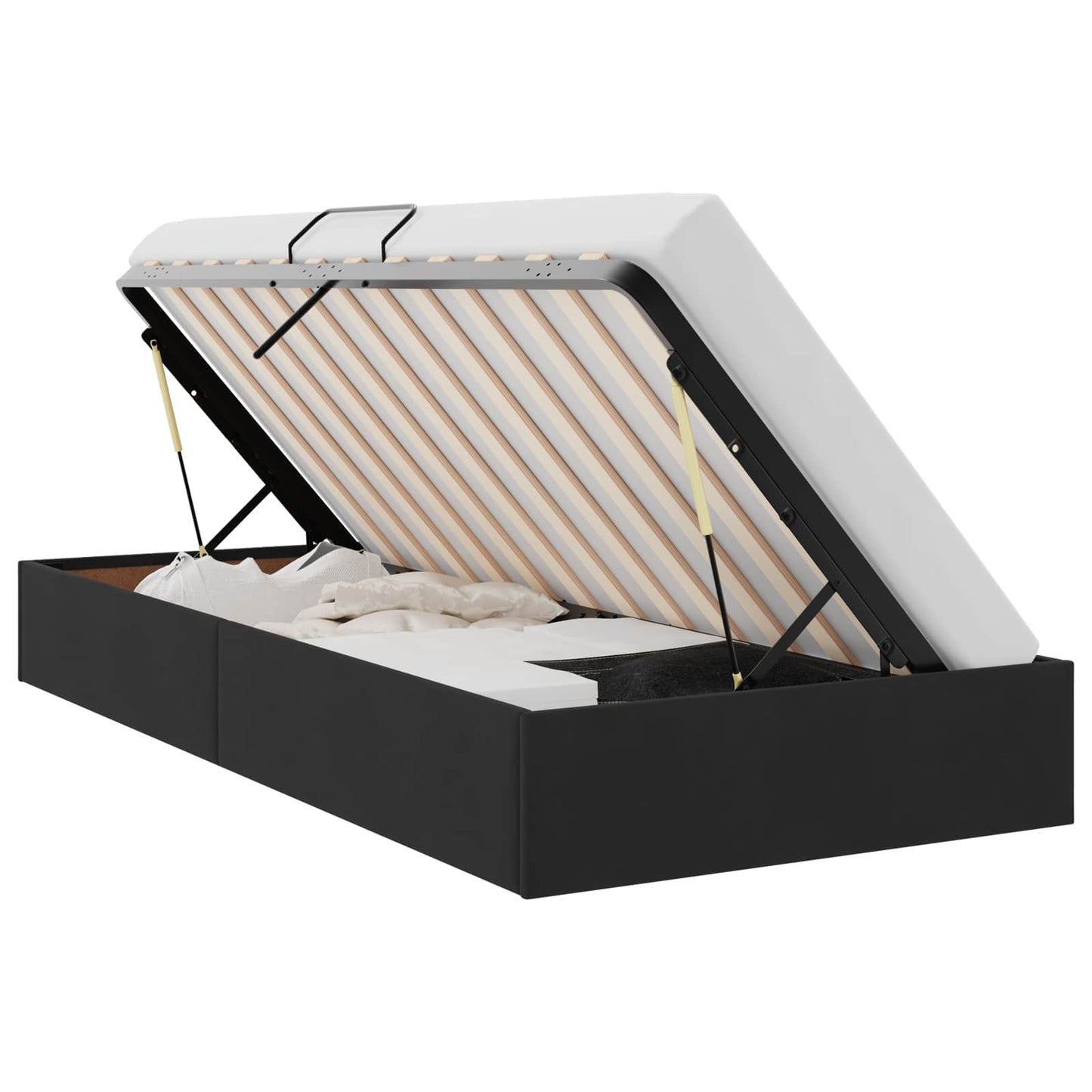 Ottoman Sengestel med opbevaring Sort 90 x 190 cm Fløjl