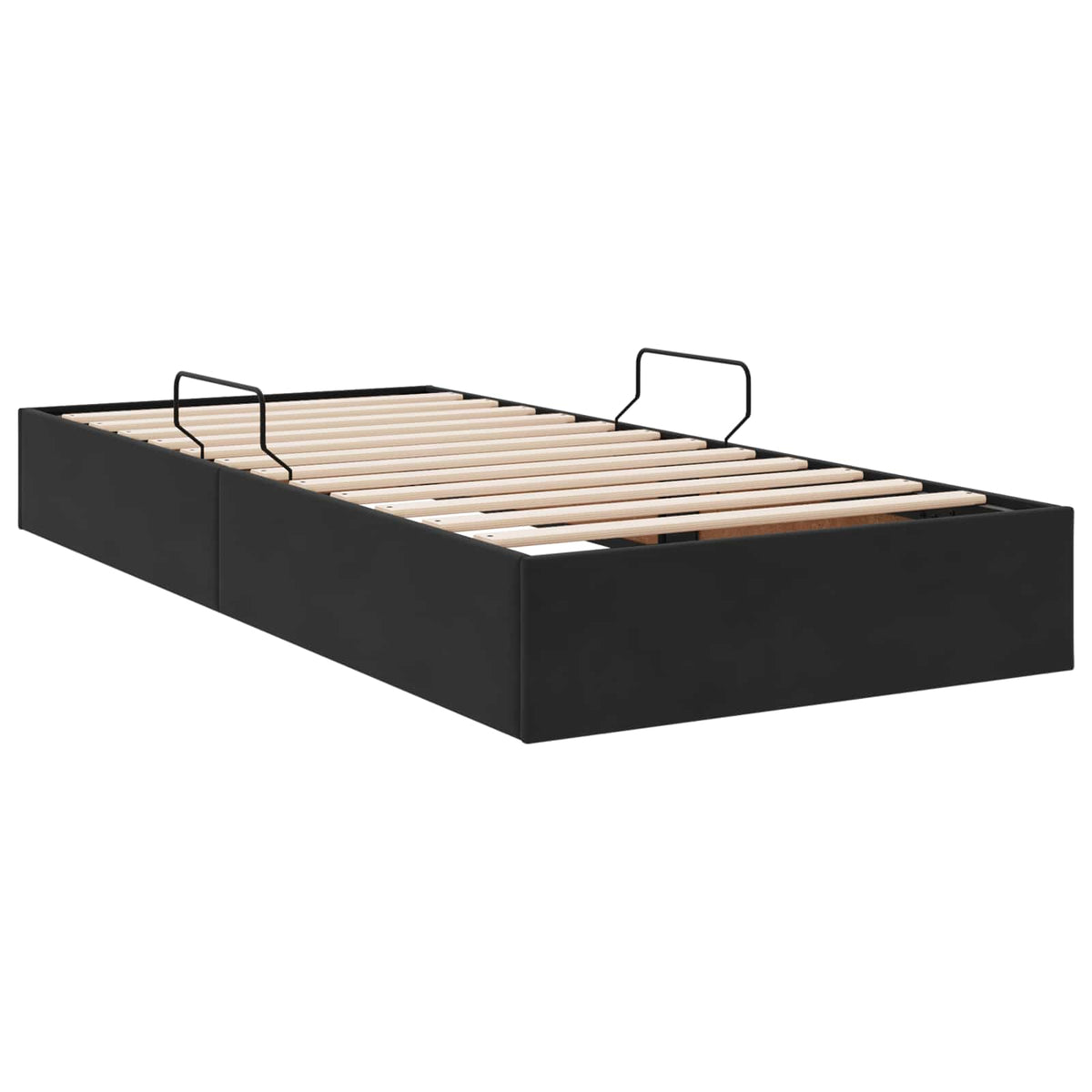 Ottoman Sengestel med opbevaring Sort 90 x 190 cm Fløjl