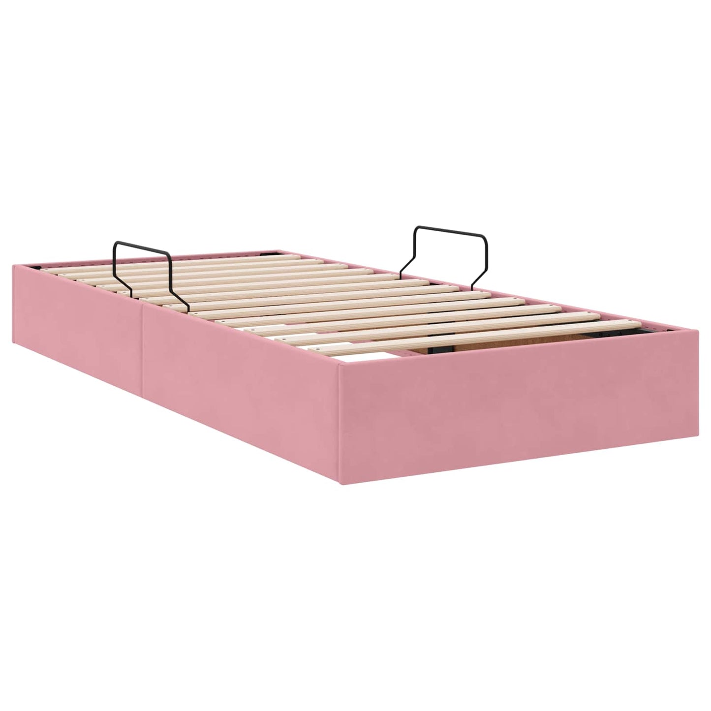 Ottoman Sengestel med opbevaring Lyserød 90 x 190 cm Fløjl
