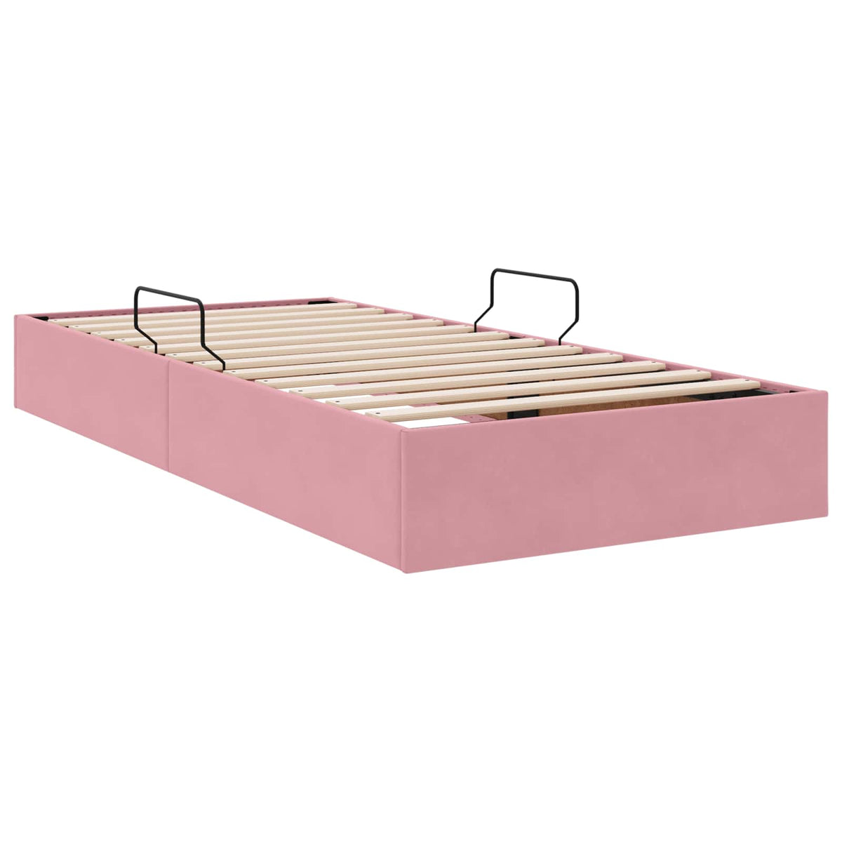 Ottoman Sengestel med opbevaring Lyserød 90 x 190 cm Fløjl