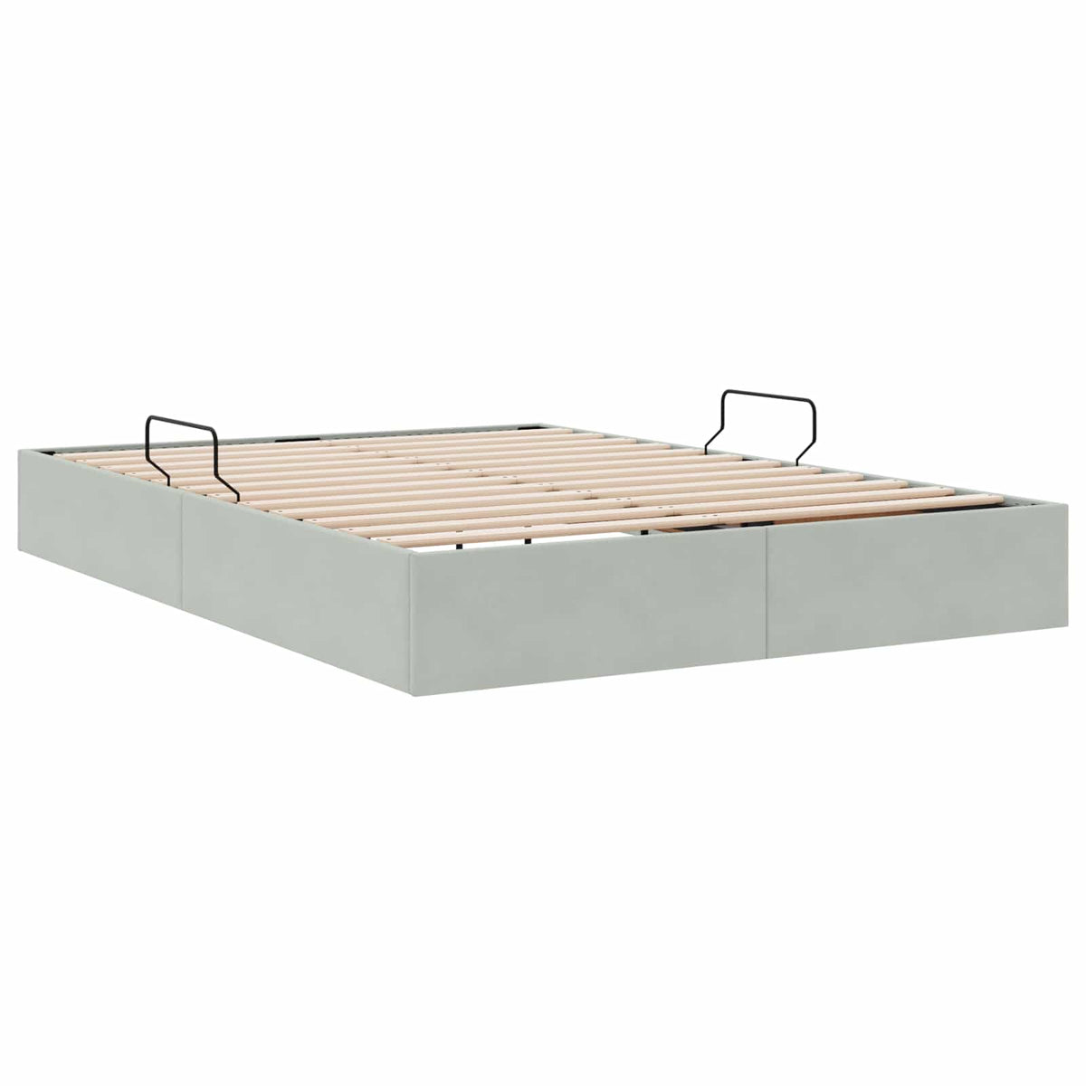 Ottoman Sengestel med opbevaring Lysegrå 140 x 200 cm Fløjl