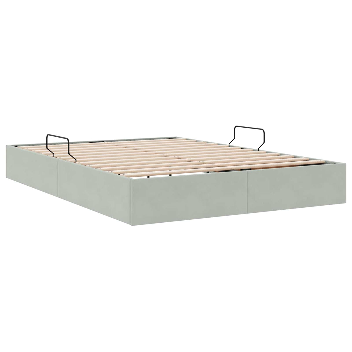 Ottoman Sengestel med opbevaring Lysegrå 140 x 200 cm Fløjl