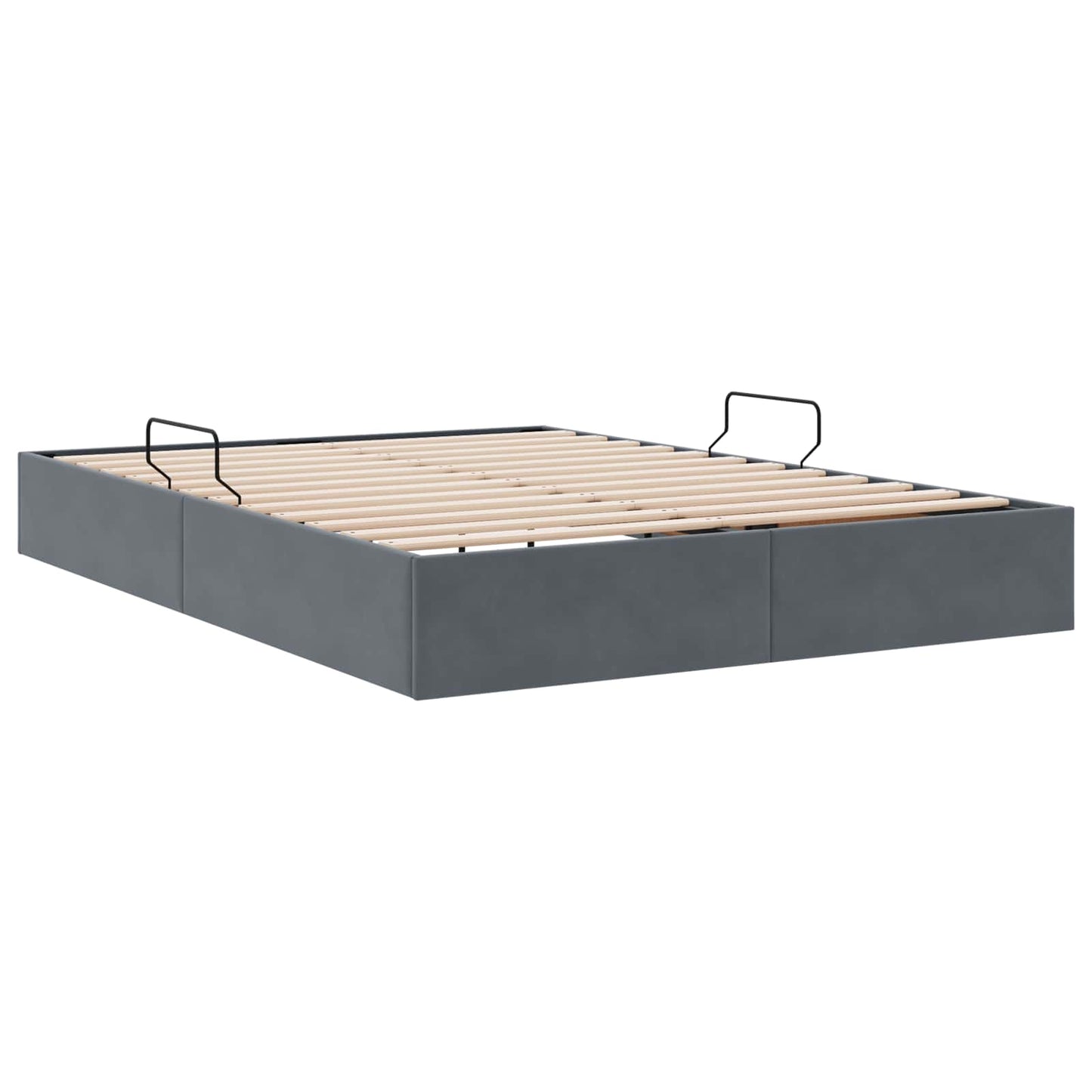 Ottoman Sengestel med opbevaring Mørkegrå 140 x 200 cm Fløjl