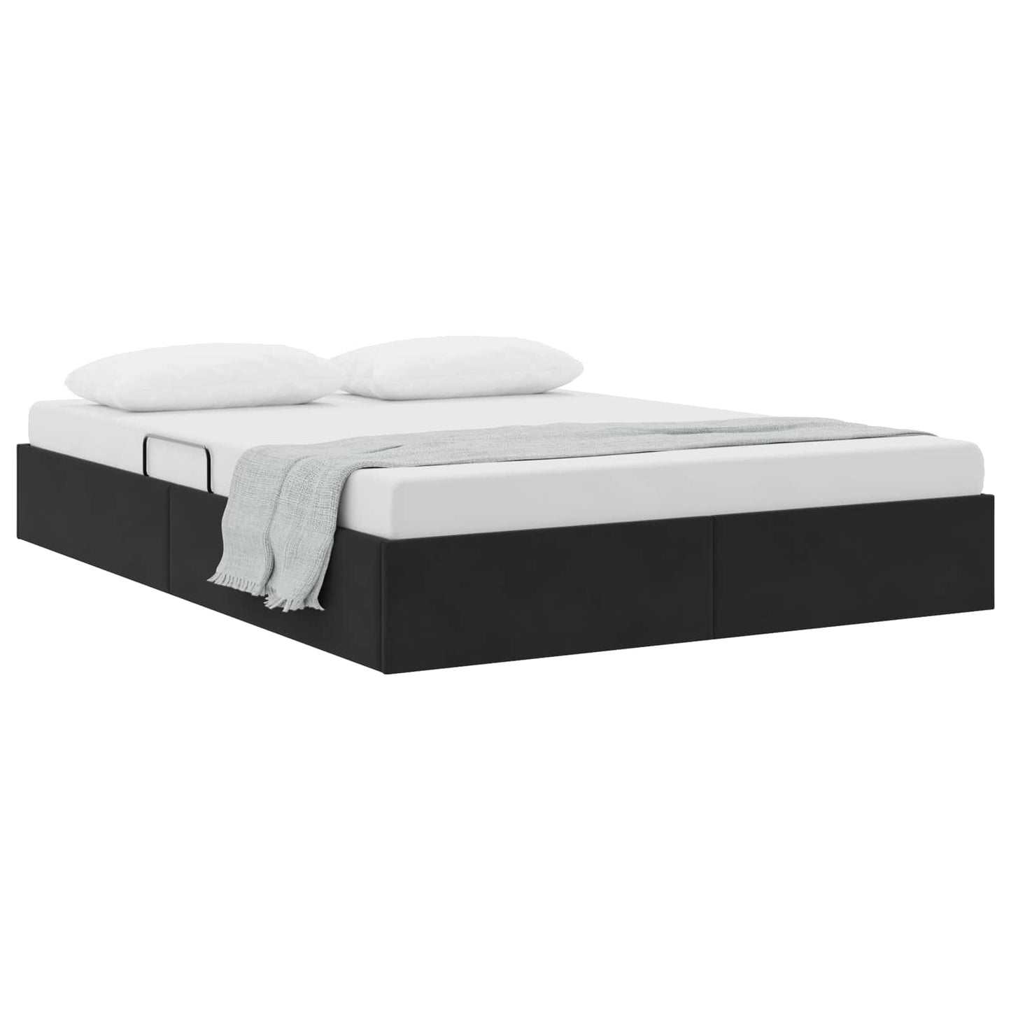 Ottoman Sengestel med opbevaring Sort 140 x 200 cm Fløjl
