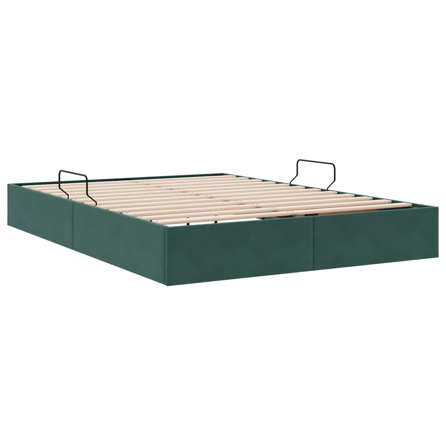 Ottoman Sengestel med opbevaring Mørkegrøn 140 x 200 cm Fløjl