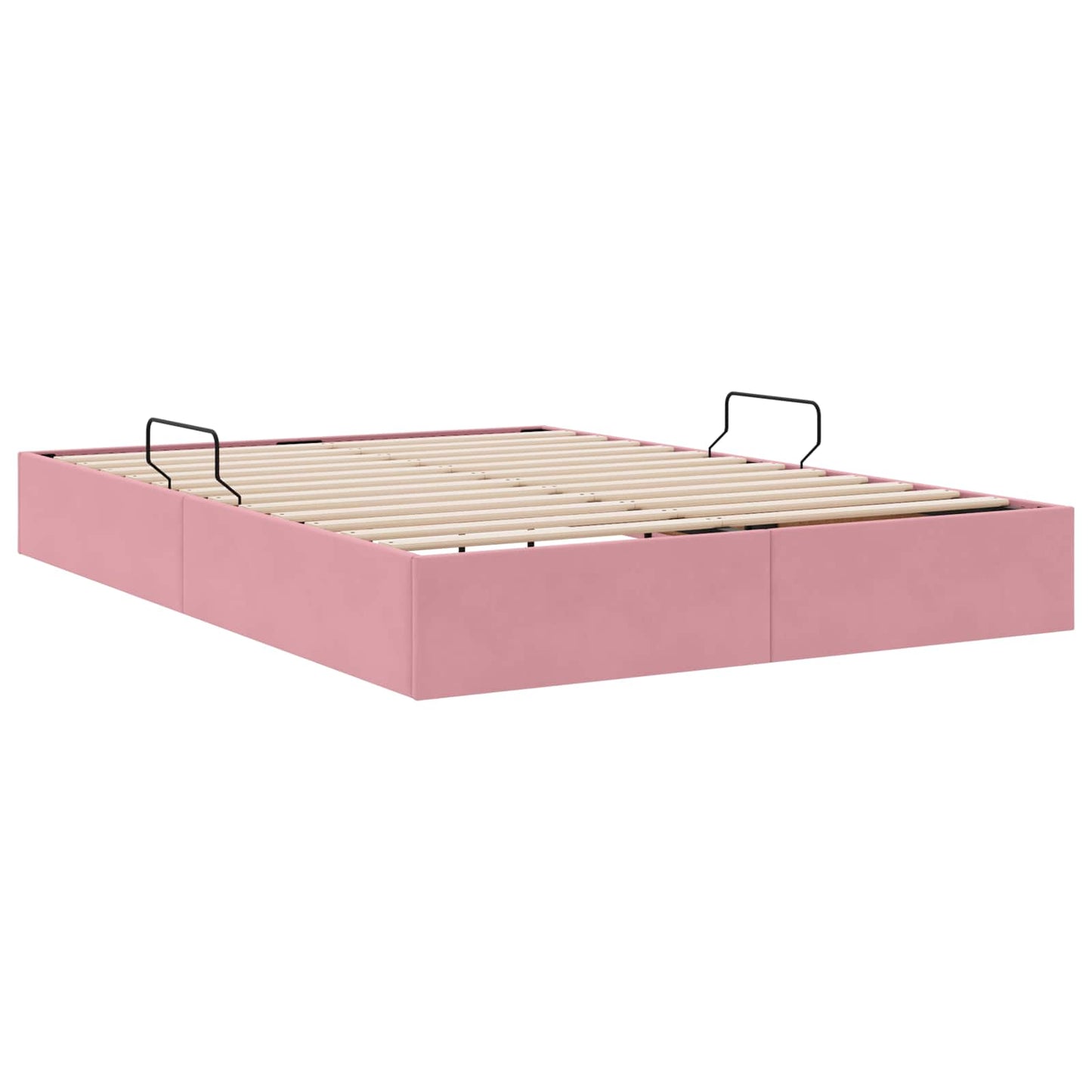 Ottoman Sengestel med opbevaring Lyserød 140 x 200 cm Fløjl