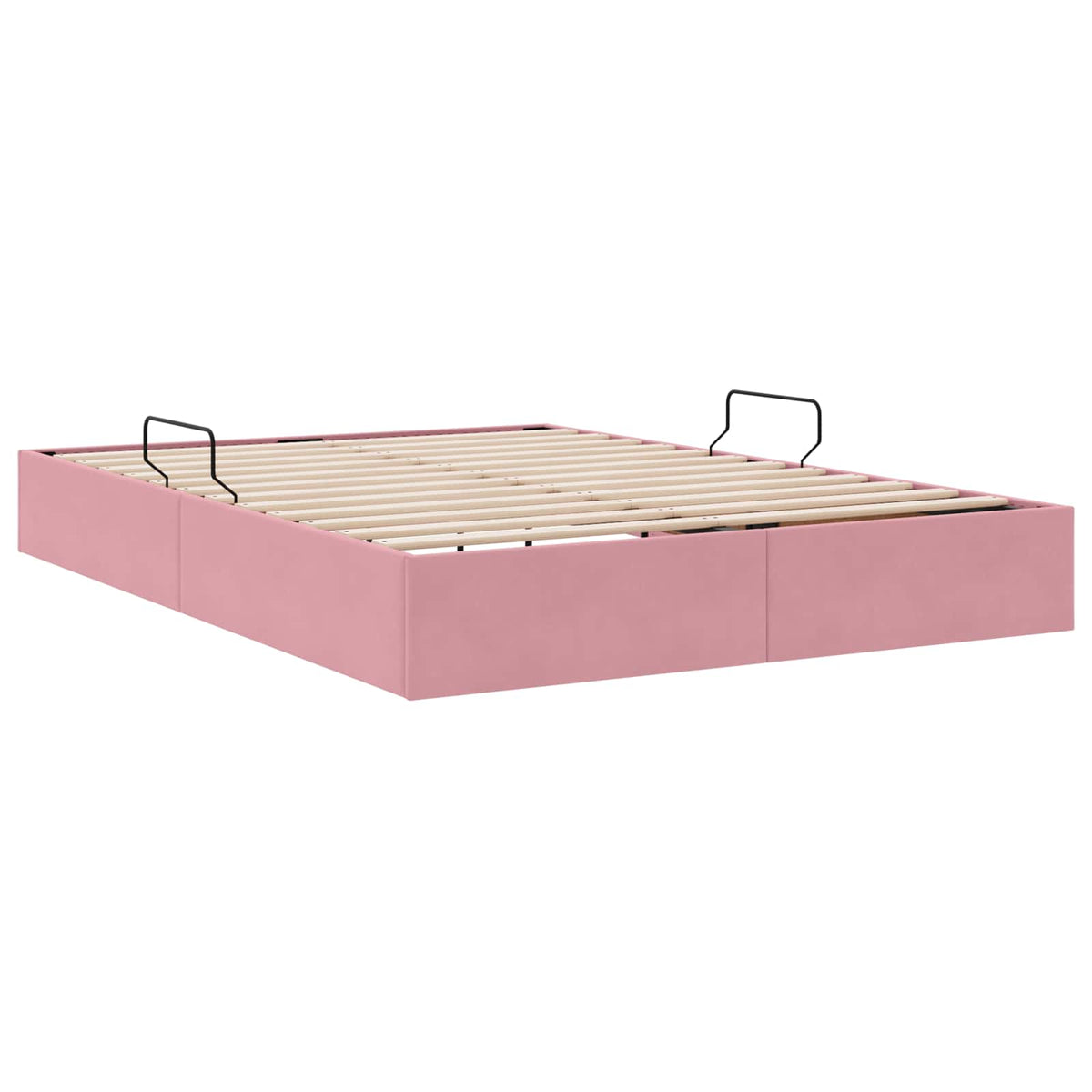 Ottoman Sengestel med opbevaring Lyserød 140 x 200 cm Fløjl