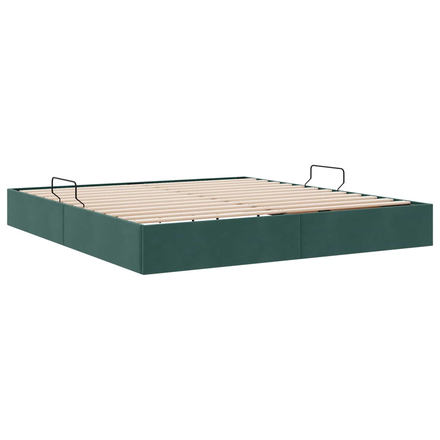 Ottoman Sengestel med opbevaring Mørkegrøn 160 x 200 cm Fløjl