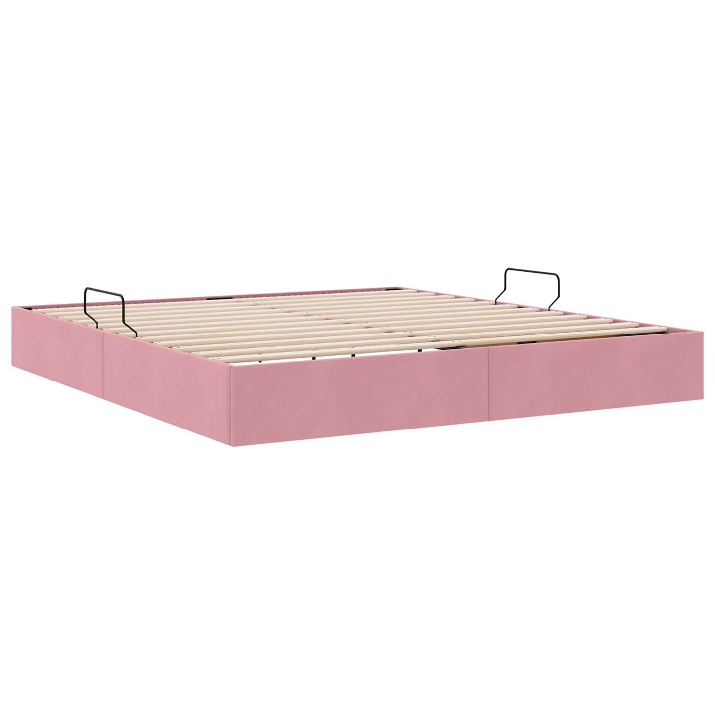 Ottoman Sengestel med opbevaring Lyserød 160 x 200 cm Fløjl