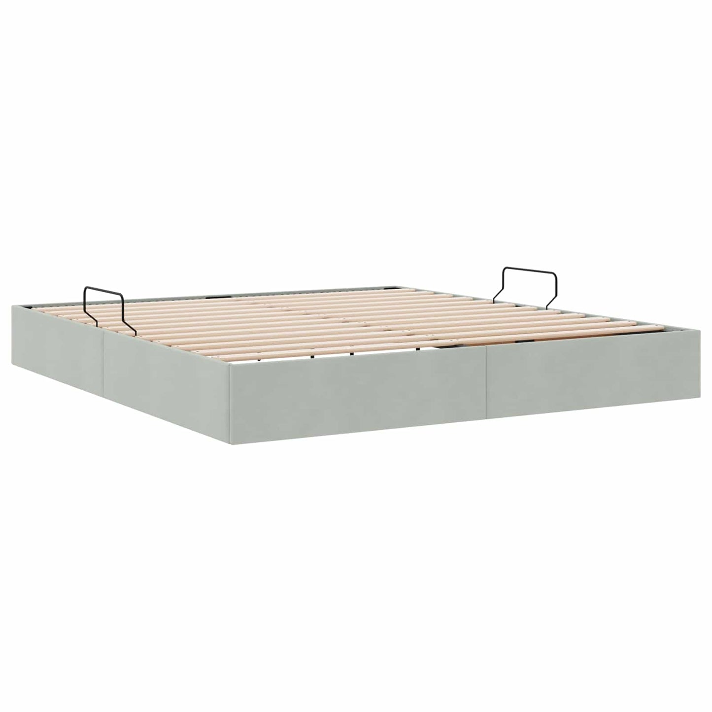Ottoman Sengestel med opbevaring Lysegrå 180 x 200 cm Fløjl