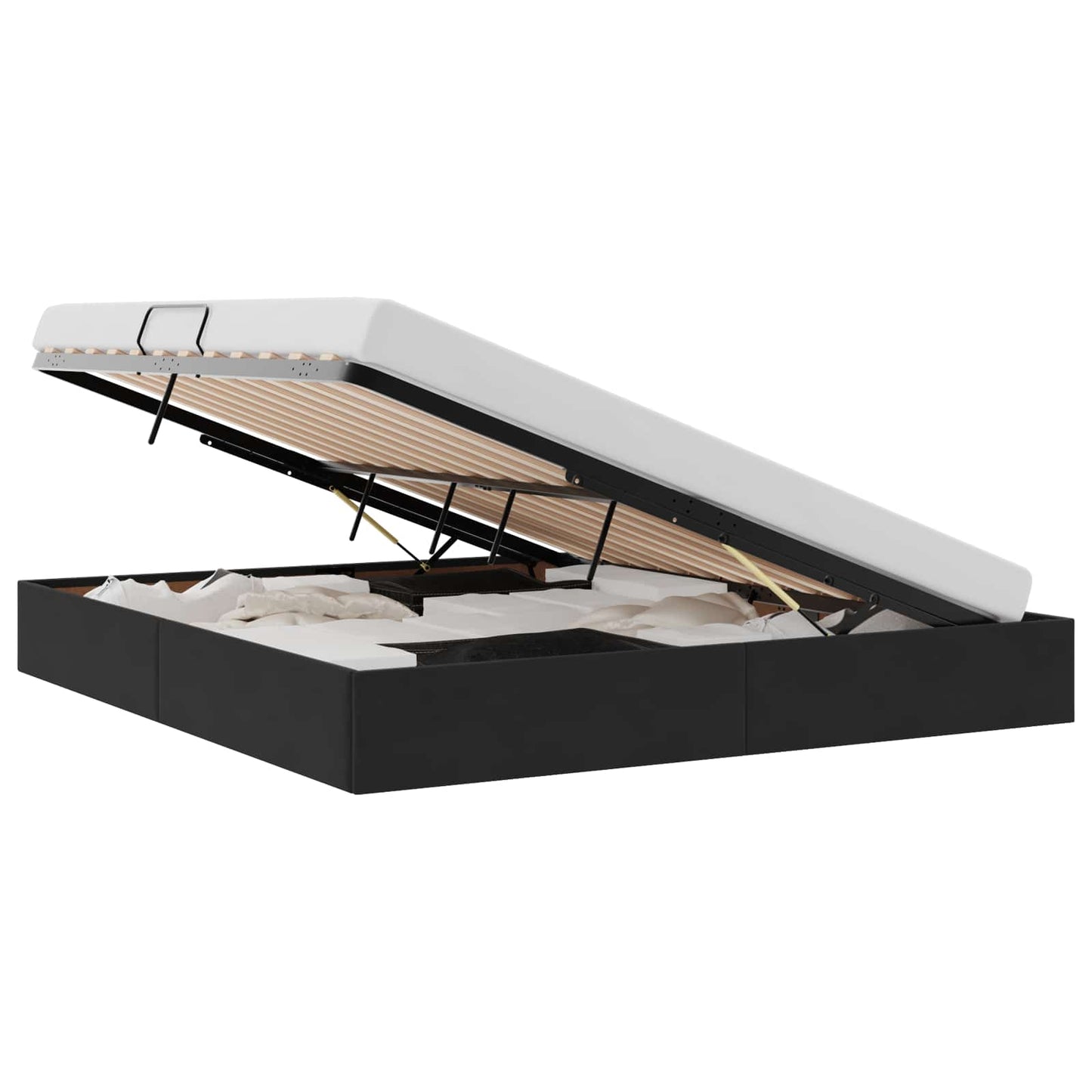 Ottoman Sengestel med opbevaring Sort 180 x 200 cm Fløjl