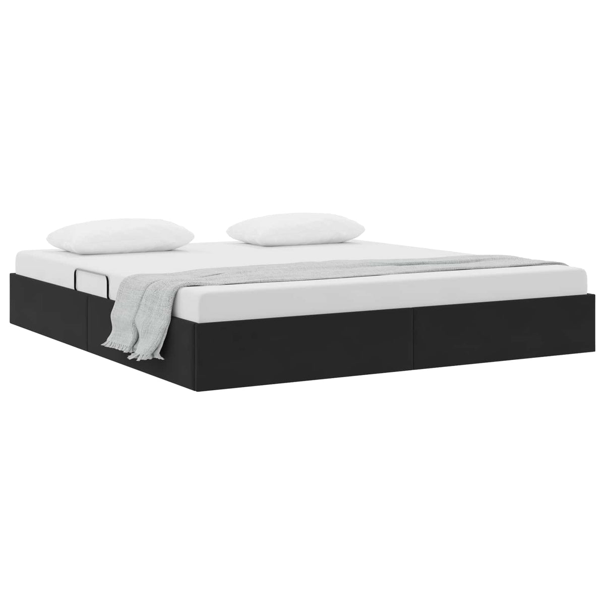 Ottoman Sengestel med opbevaring Sort 180 x 200 cm Fløjl