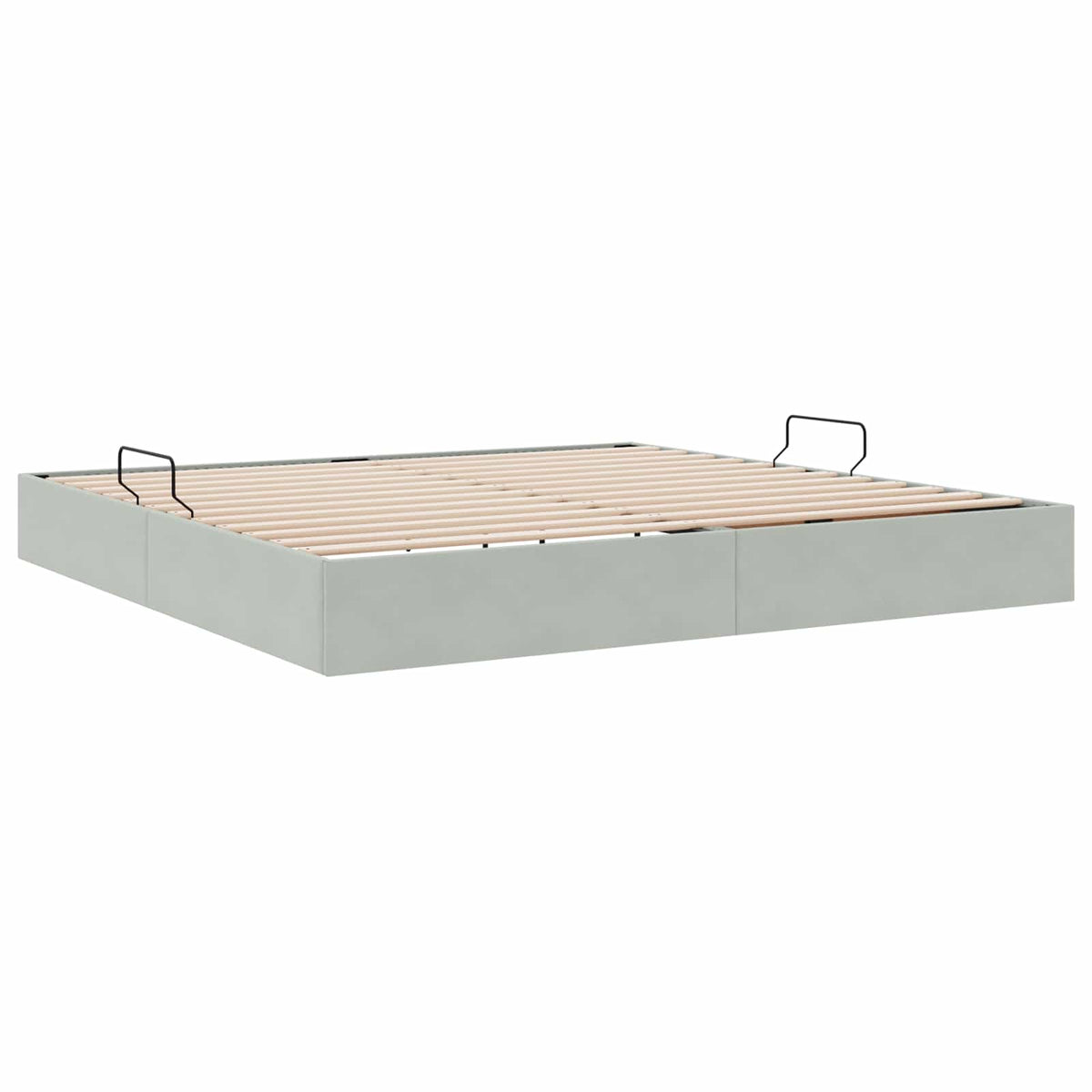 Ottoman Sengestel med opbevaring Lysegrå 200 x 200 cm Fløjl