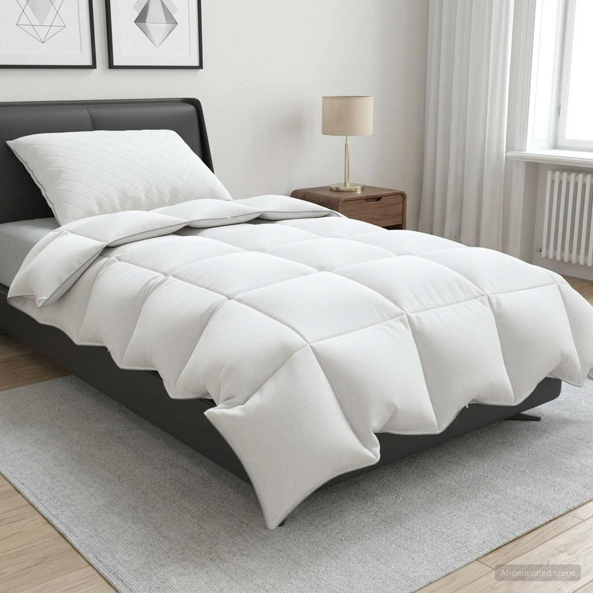 Dyne FULDA 135 x 220 cm 4 årstider 210 GSM 90% gåsedun Hvid