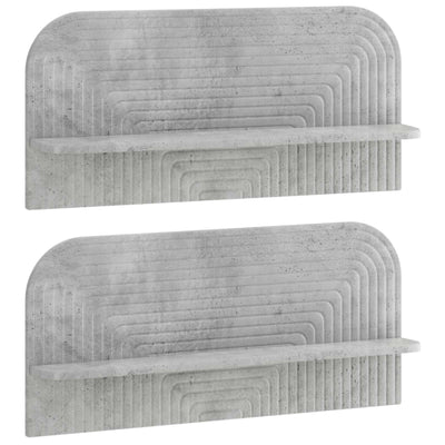 Væghylde 2 stk. Betongrå 80,5 x 13,5 x 37,5 cm Konstrueret træ