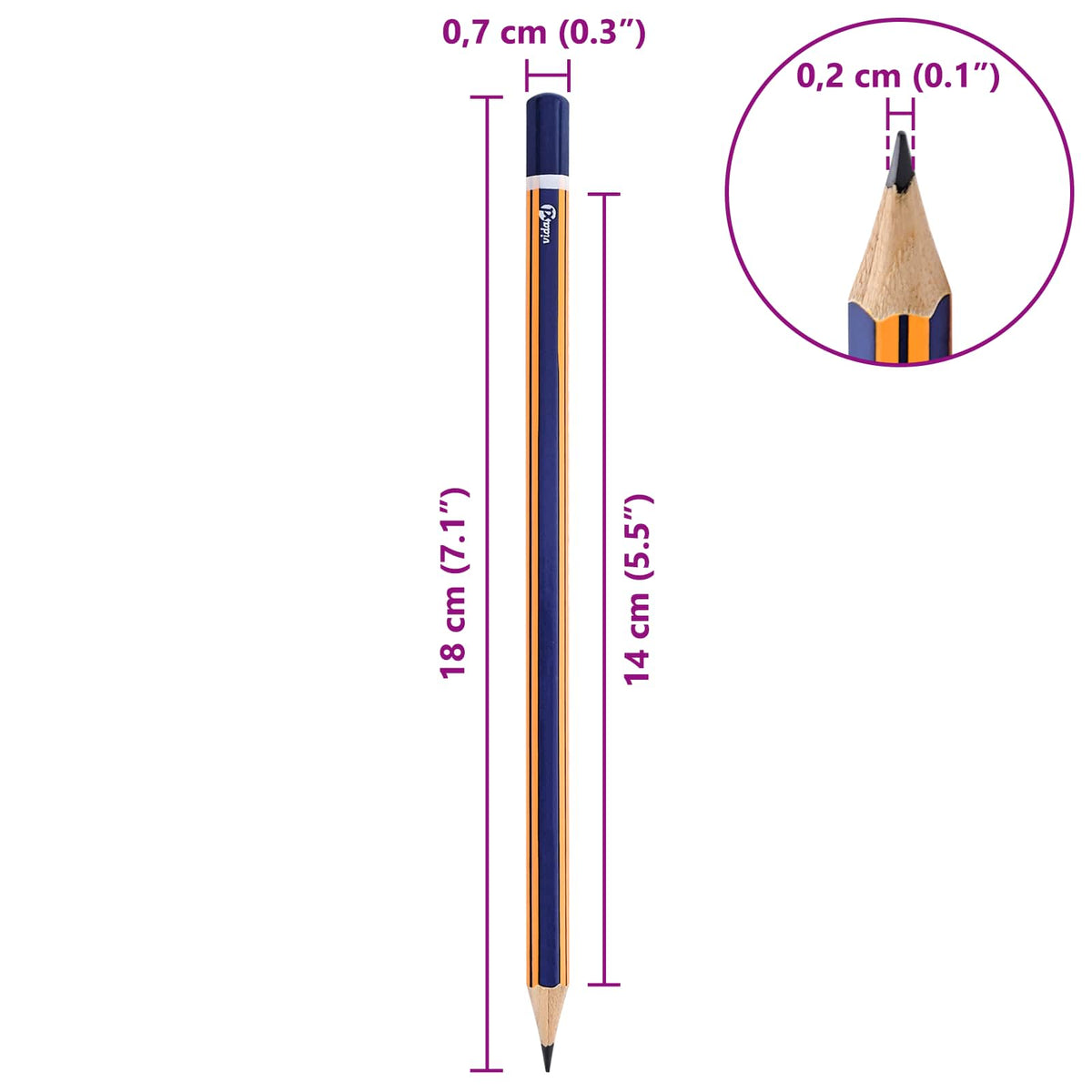 HB Blyanter Ø 0,7 x 18 cm Blå og Gul Massivt poplertræ
