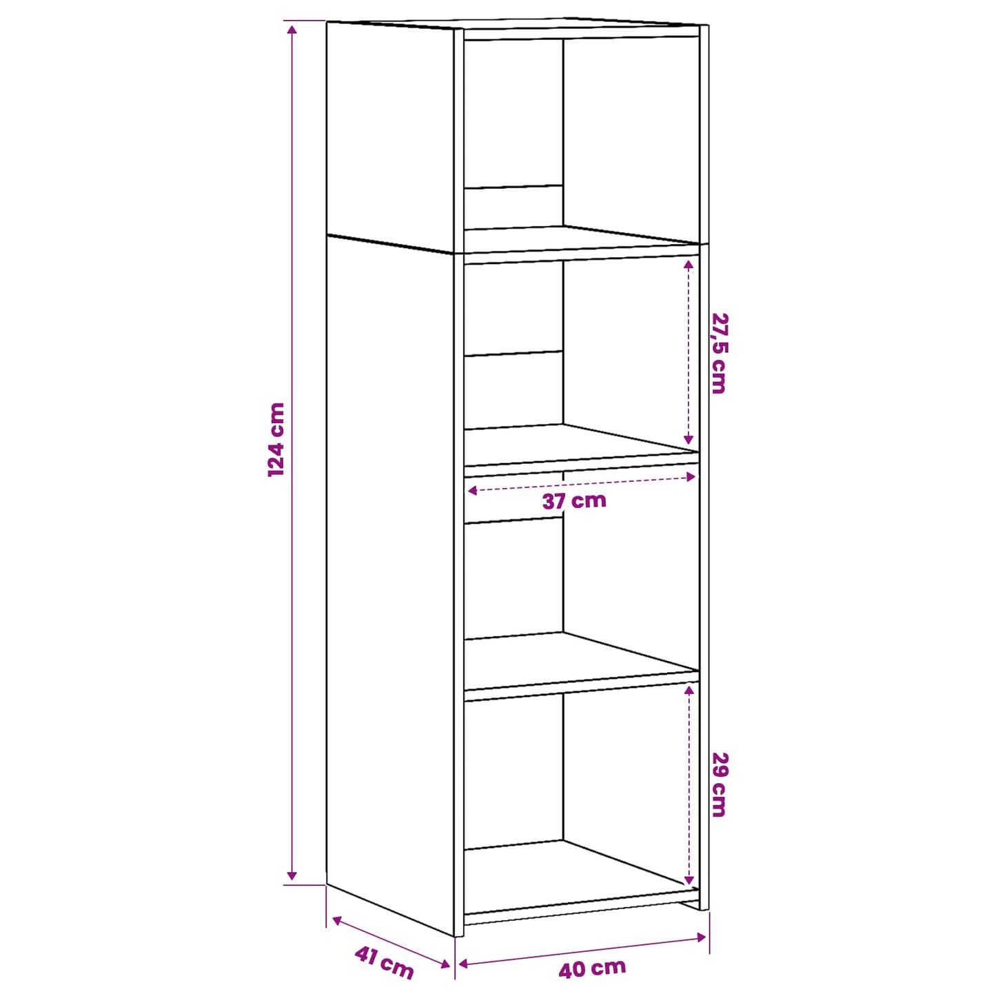 Highboard Gammelt træ 40 x 41 x 124 cm Konstrueret træ